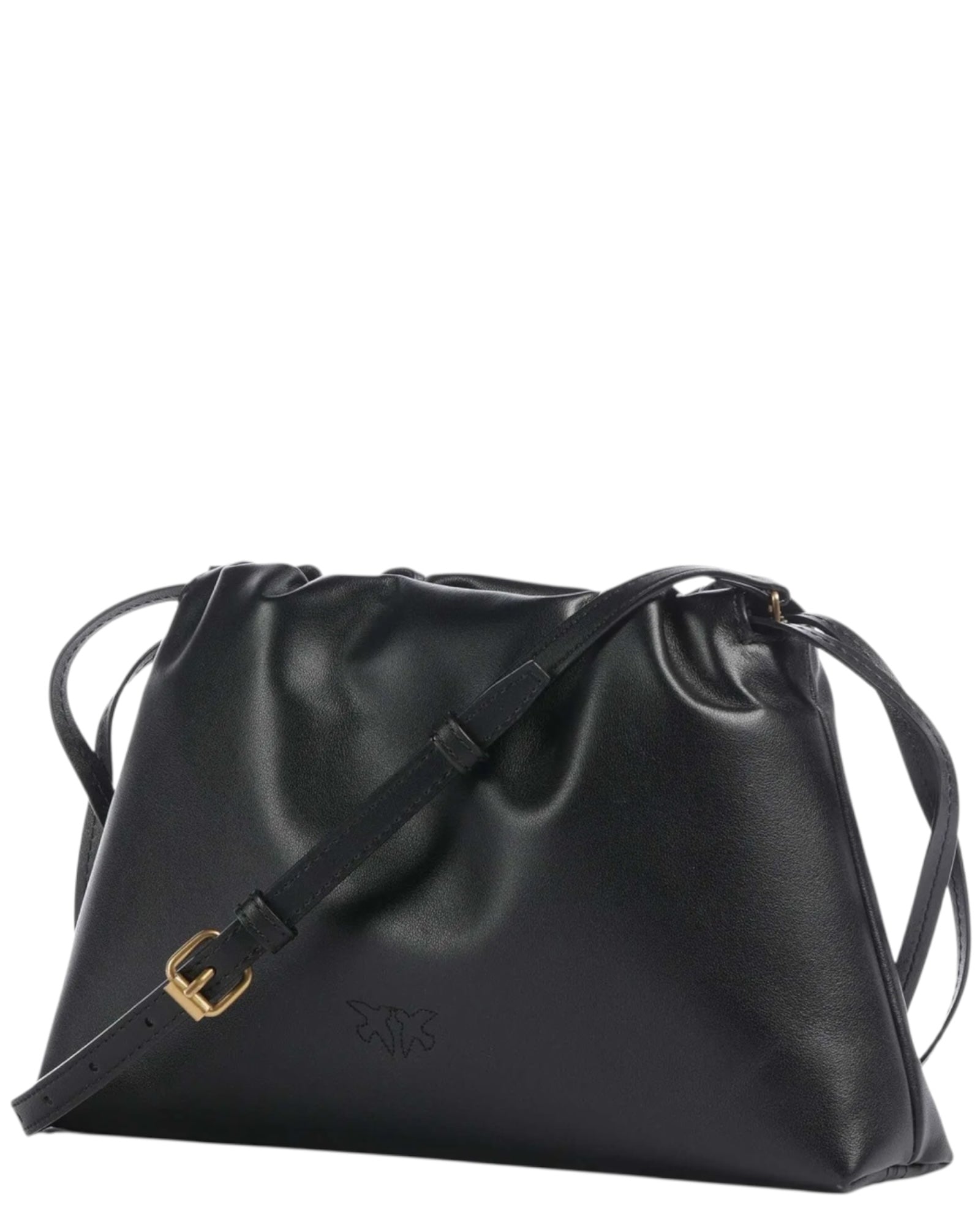 Μικρή δερμάτινη τσάντα ώμου με κορδόνι