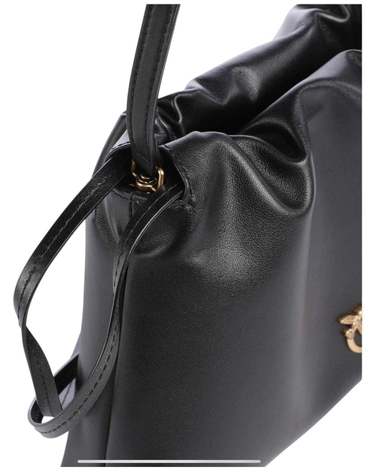 Μικρή δερμάτινη τσάντα ώμου με κορδόνι