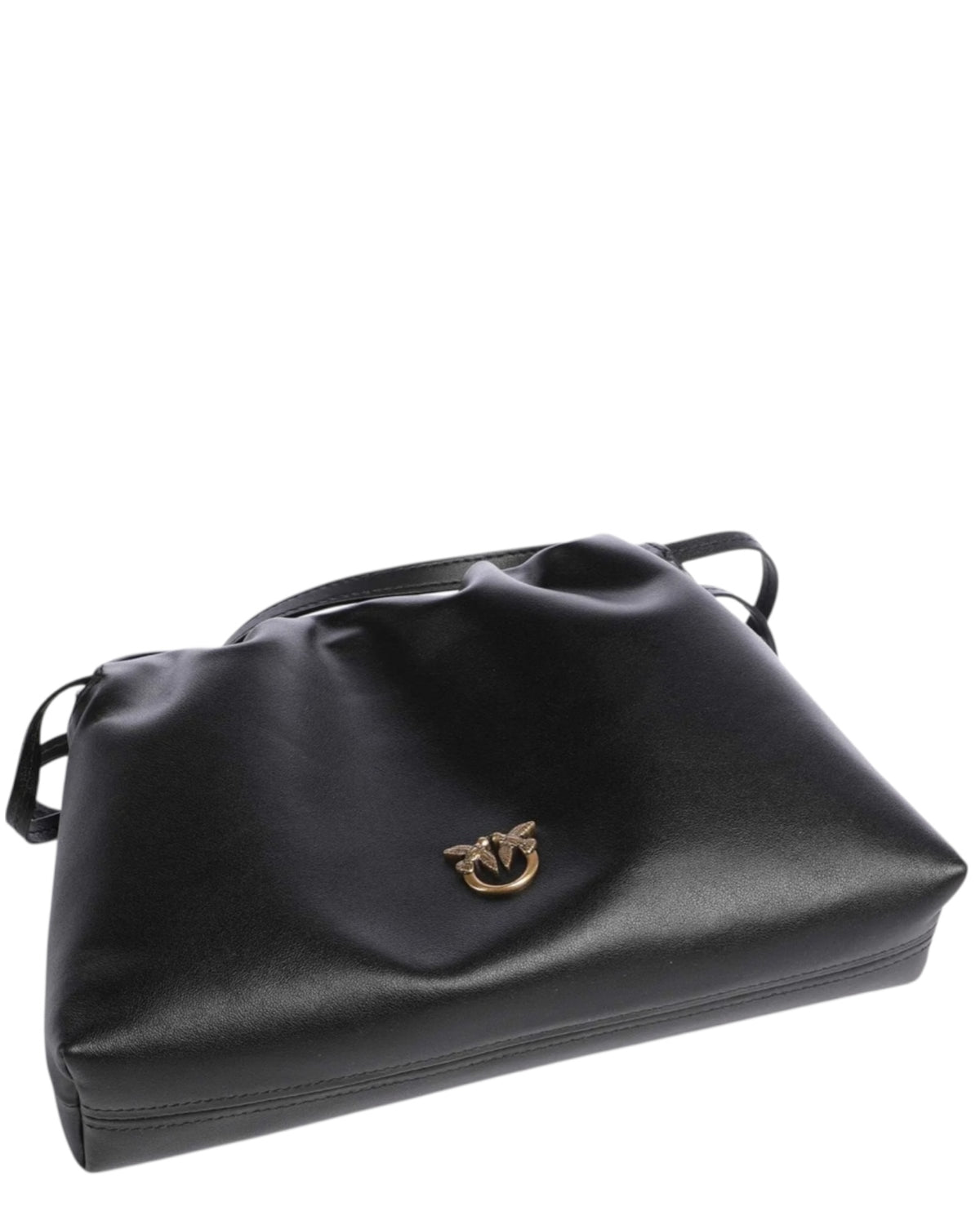 Μικρή δερμάτινη τσάντα ώμου με κορδόνι