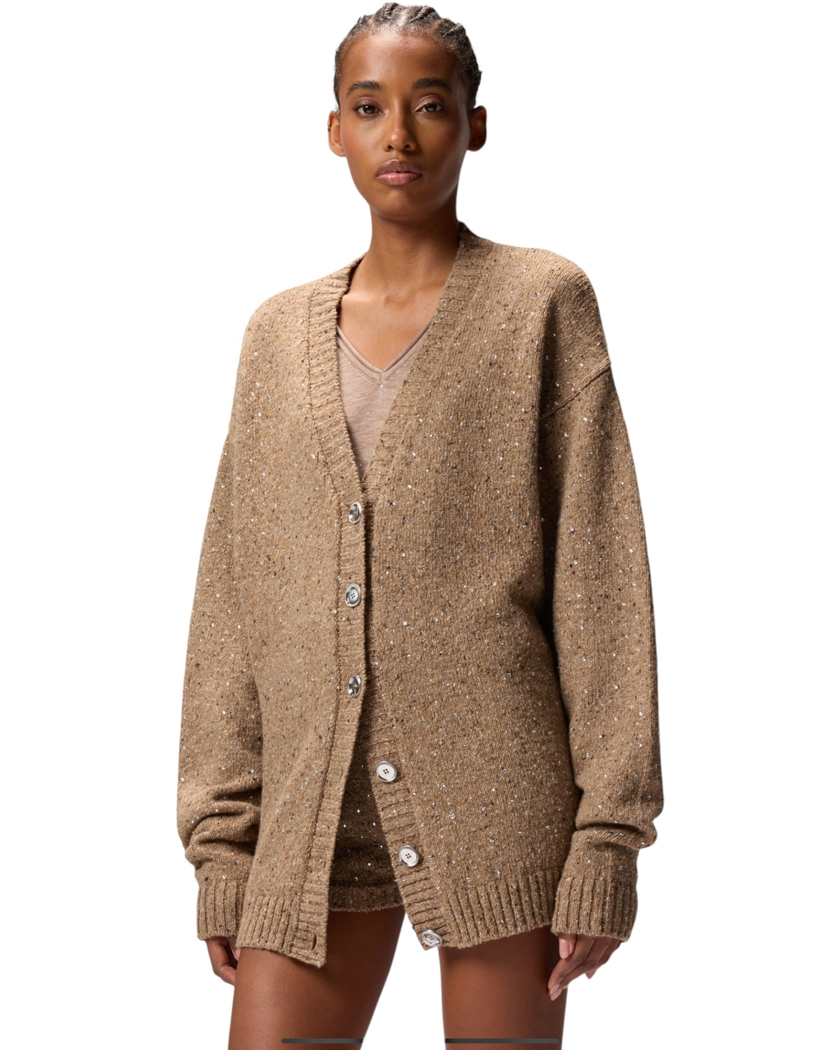 Ζακέτα από μπουκλέ ύφασμα με στρας MARCHE