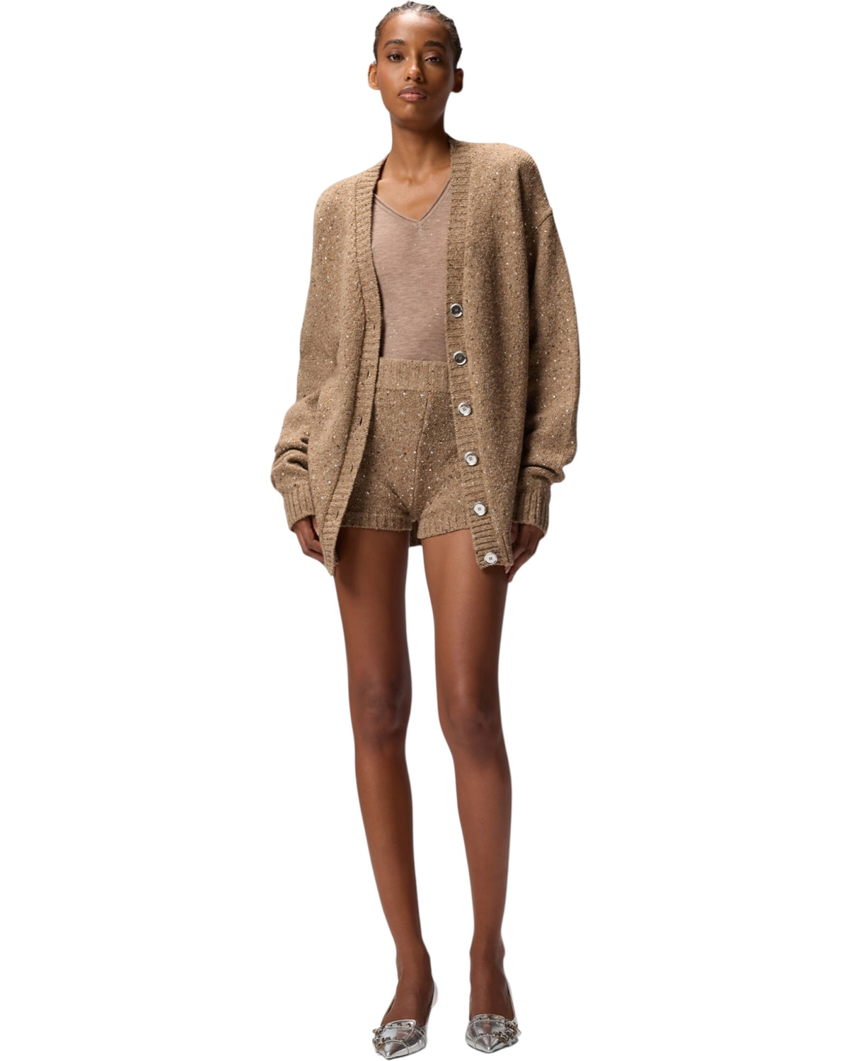 Ζακέτα από μπουκλέ ύφασμα με στρας MARCHE