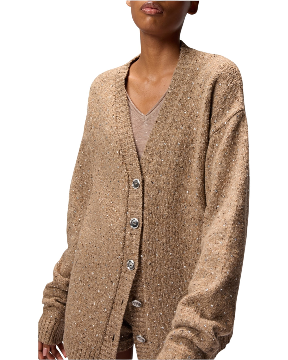 Ζακέτα από μπουκλέ ύφασμα με στρας MARCHE