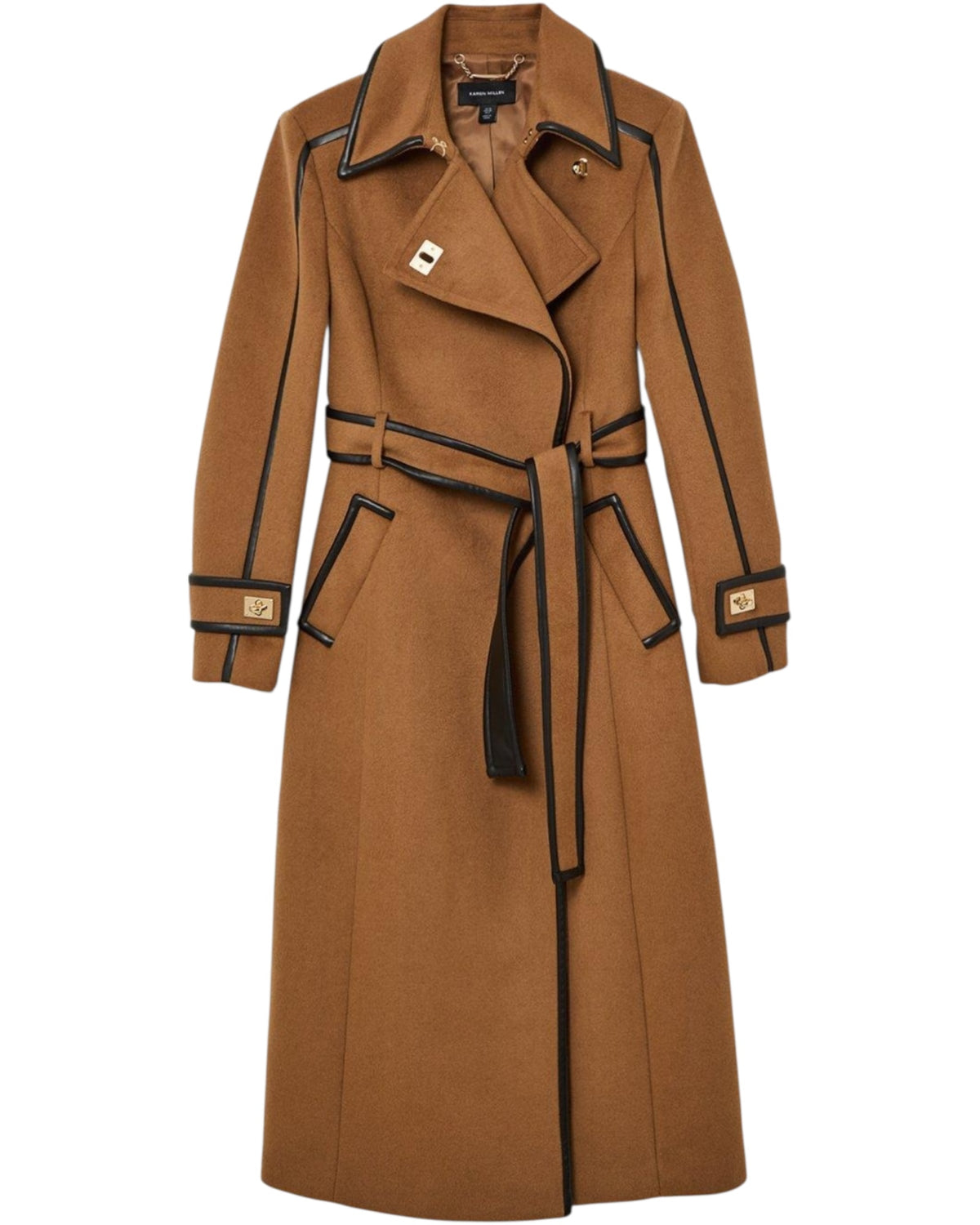 Παλτό Midi με σταυρωτό τελείωμα και ζώνη από μάλλινο ύφασμα