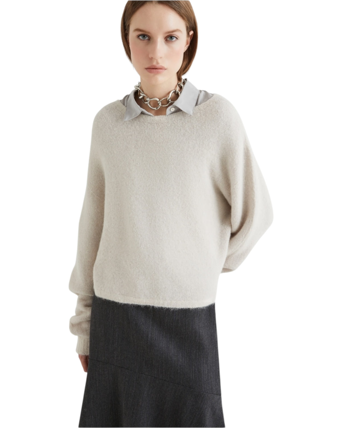 Πουλόβερ με ελαστική λαιμόκοψη από αλπακά TANIA