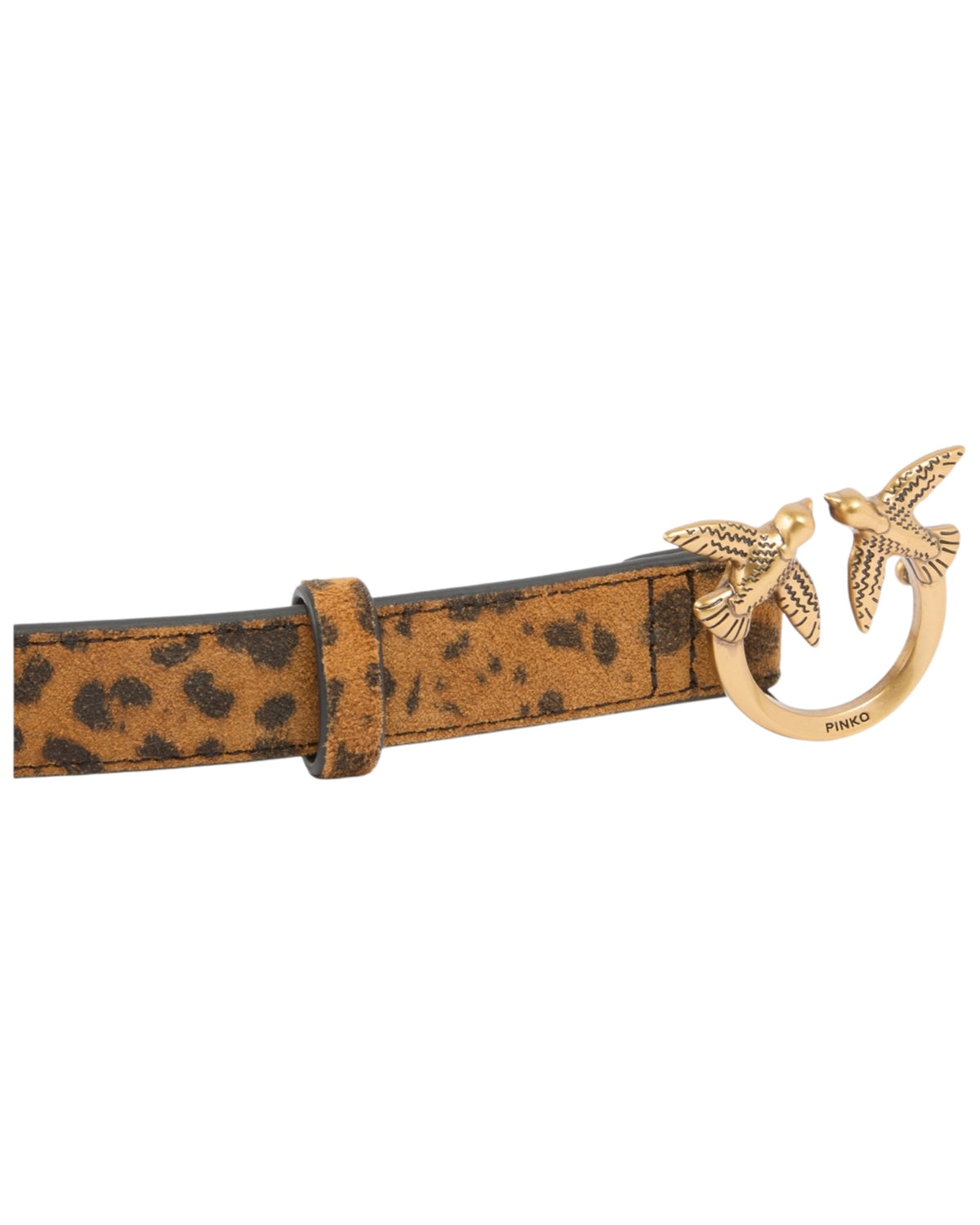 Ζώνη με λεοπάρ μοτίβο και αγκράφα Love Birds Η2