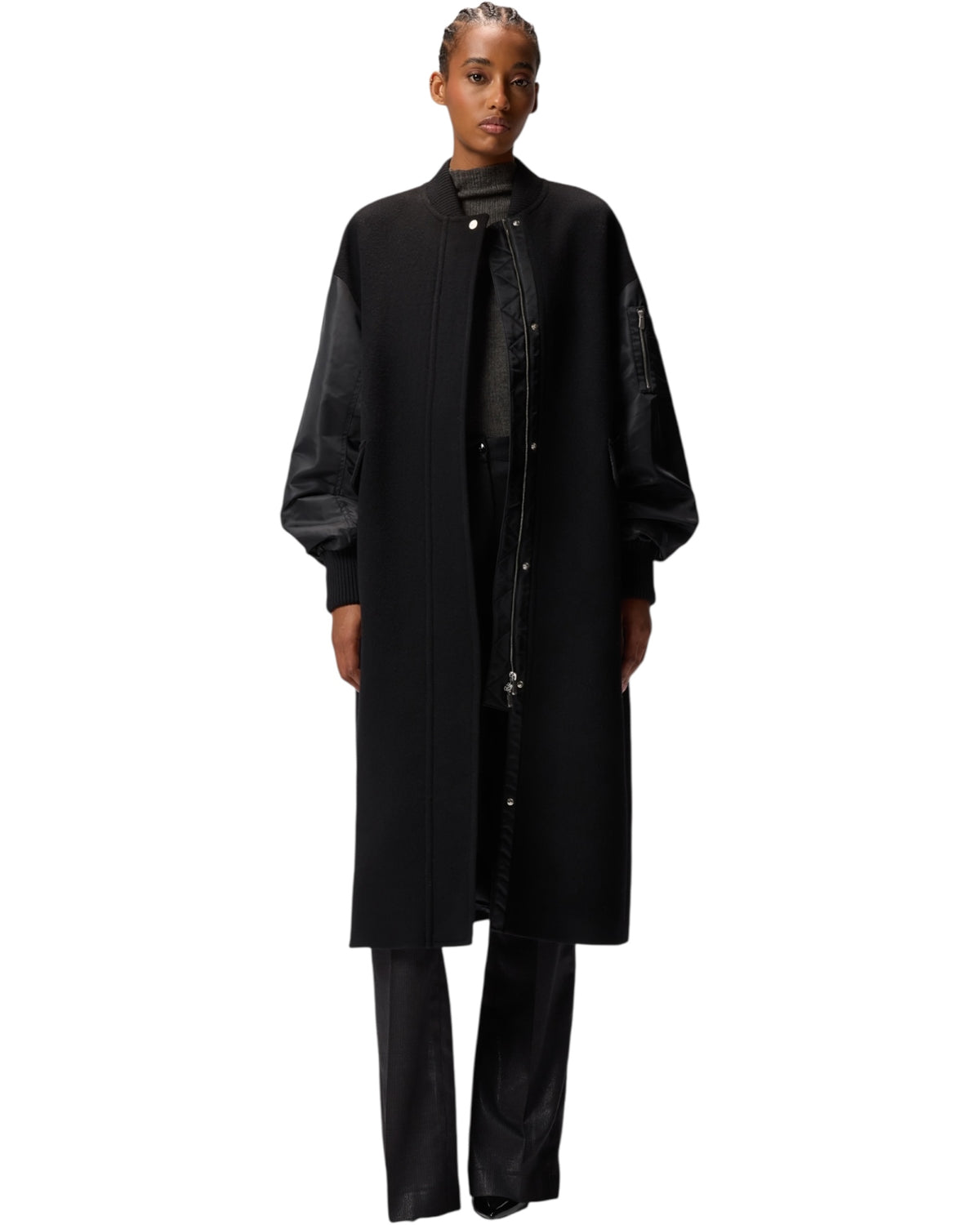 Μακρύ σατέν και υφασμάτινο παλτό MAPUR