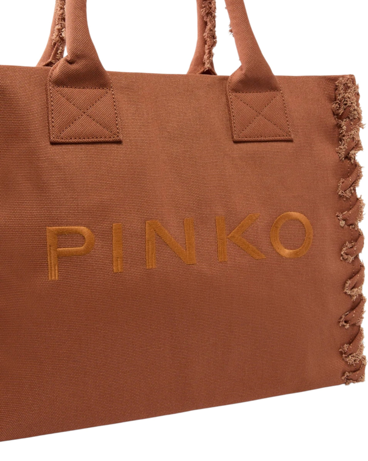 Τσάντα shopper με λογότυπο και λεπτομέρειες με ξέφτια BEACH SHOPPER CANVAS