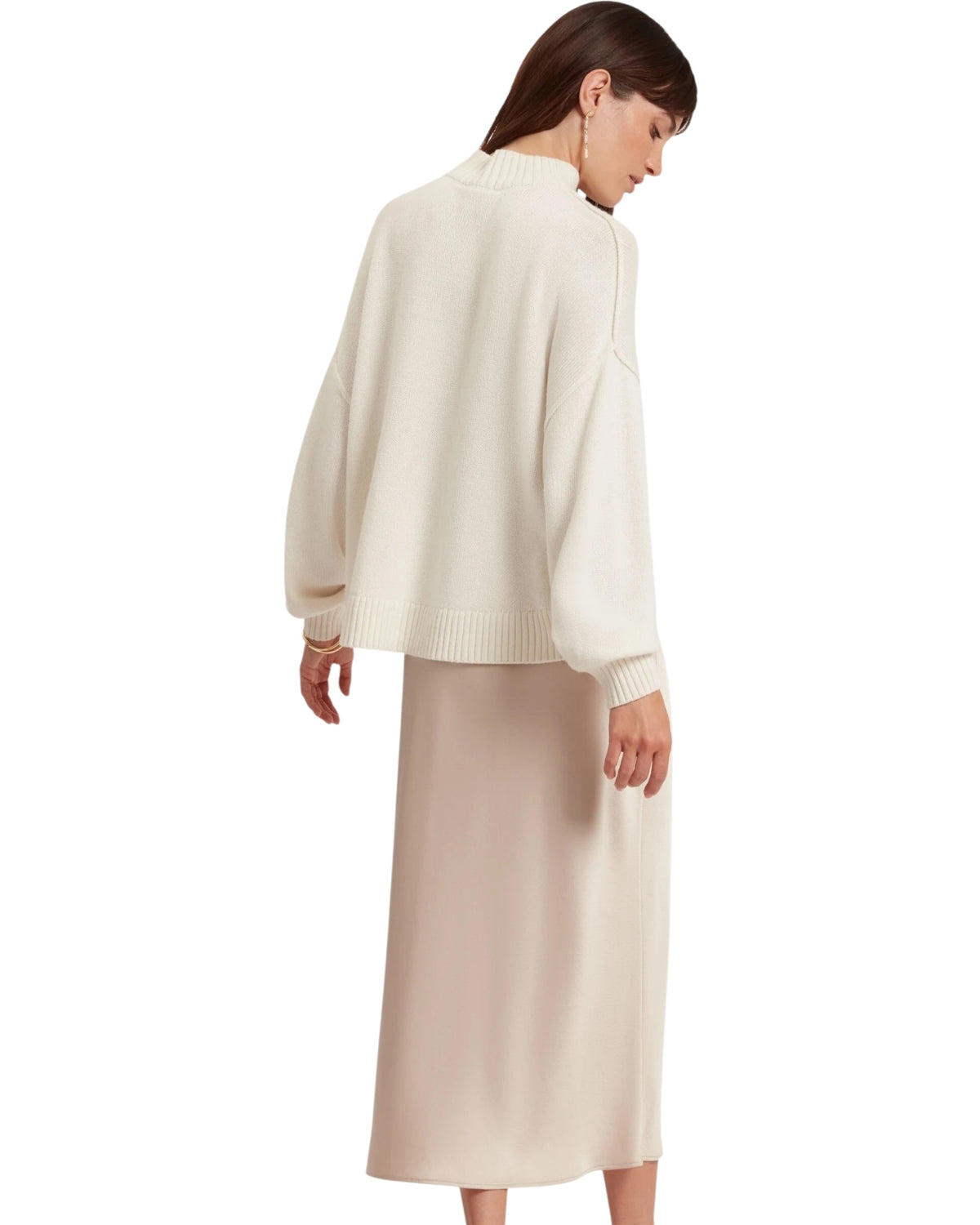 Σατέν slip dress 2 σε 1 με πλεκτό πουλόβερ HARISA