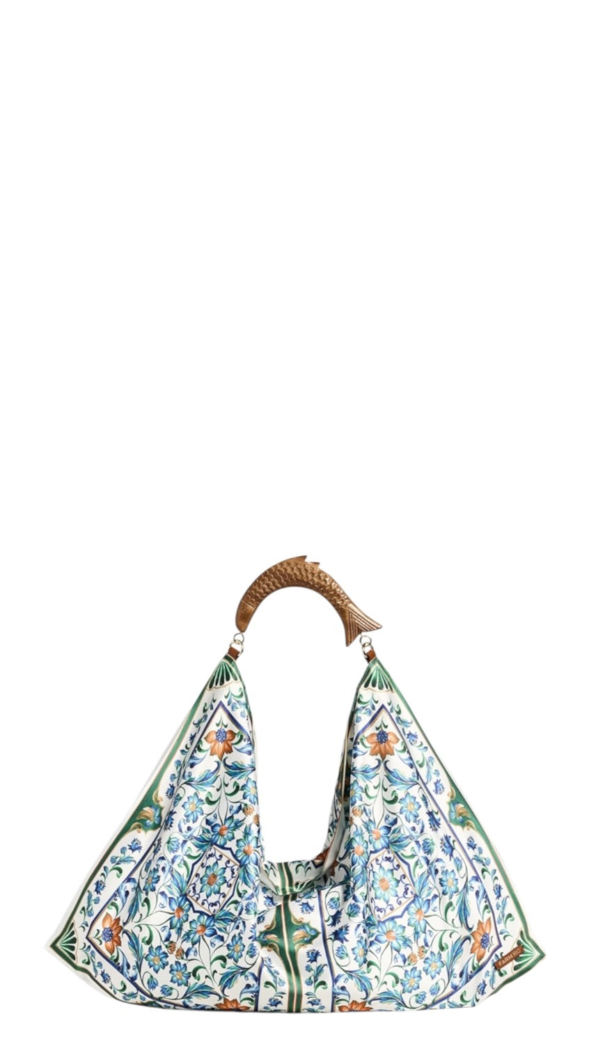 Τσάντα μεσαίου μεγέθους SATIN SCARF MEDIUM BAG-FLORA