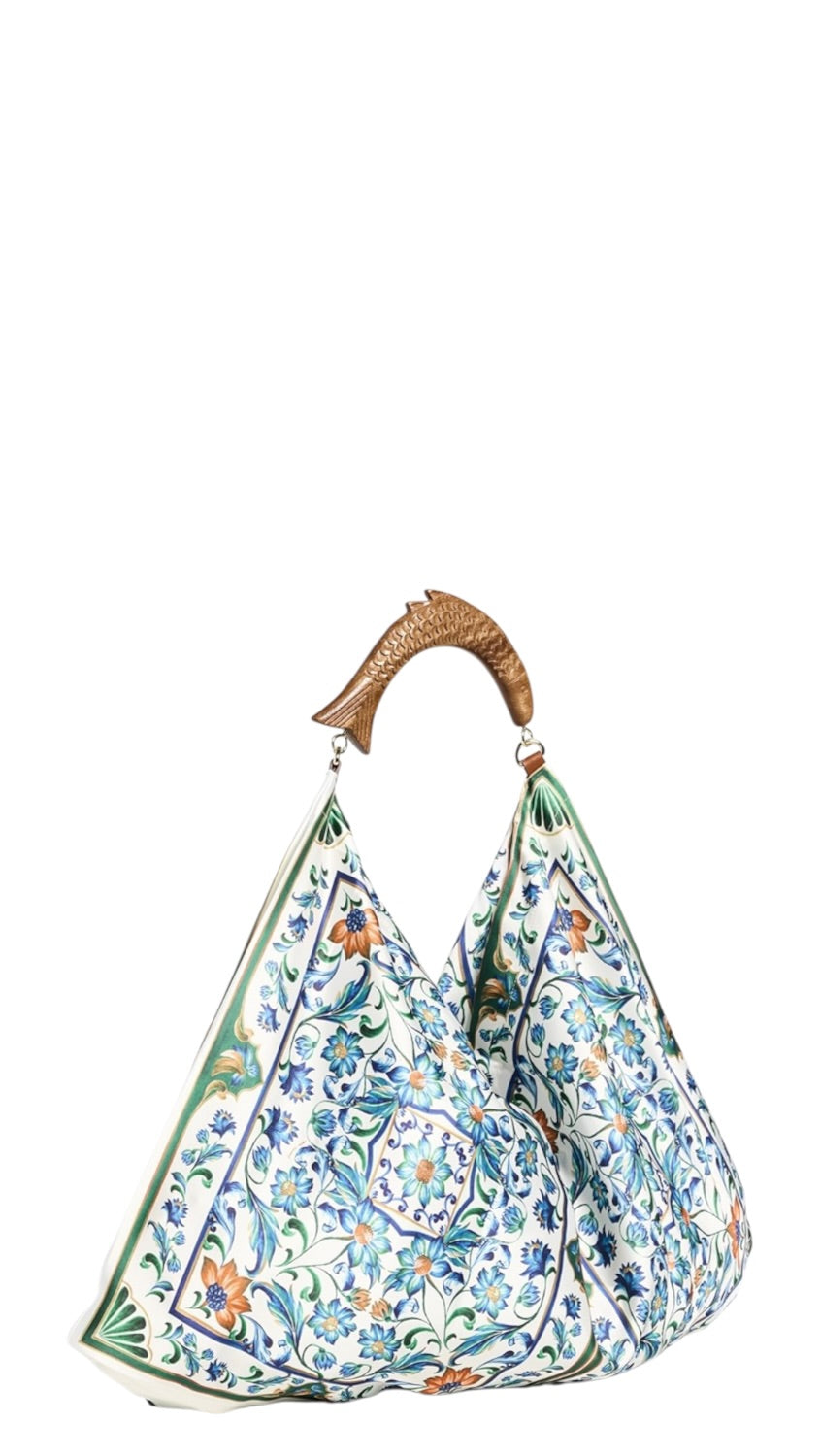 Τσάντα μεσαίου μεγέθους SATIN SCARF MEDIUM BAG-FLORA