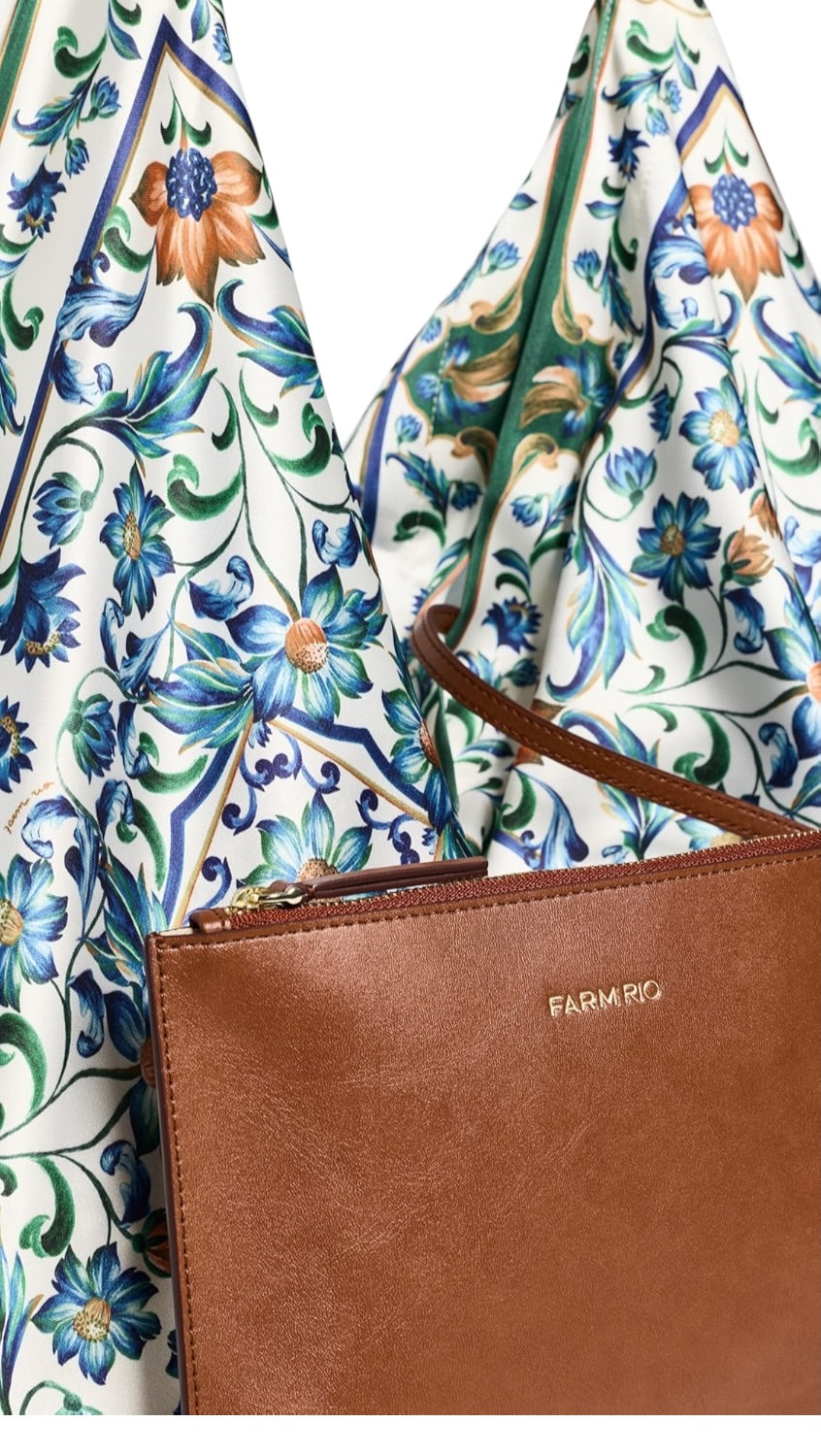 Τσάντα μεσαίου μεγέθους SATIN SCARF MEDIUM BAG-FLORA