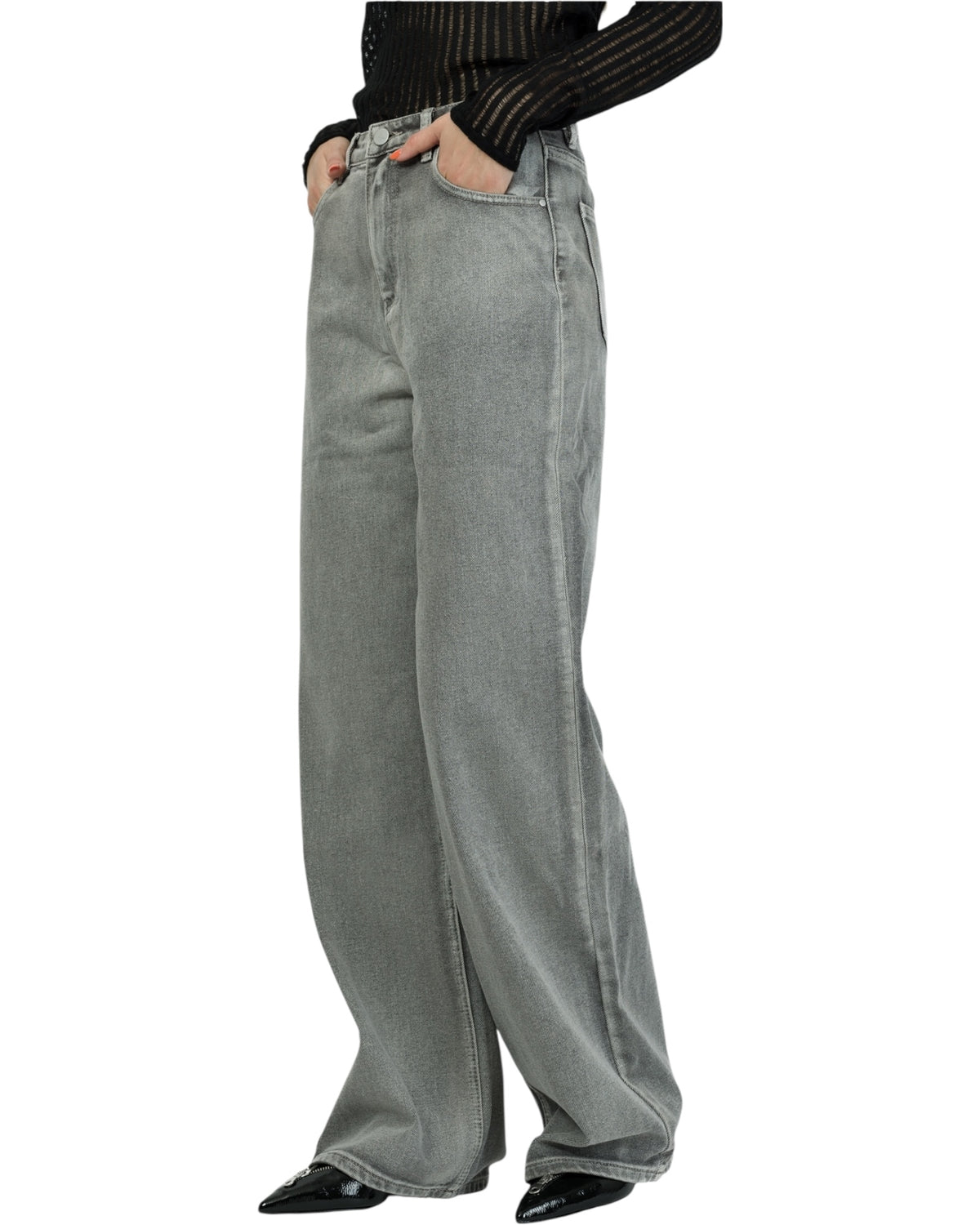 Γκρι τζιν wide leg