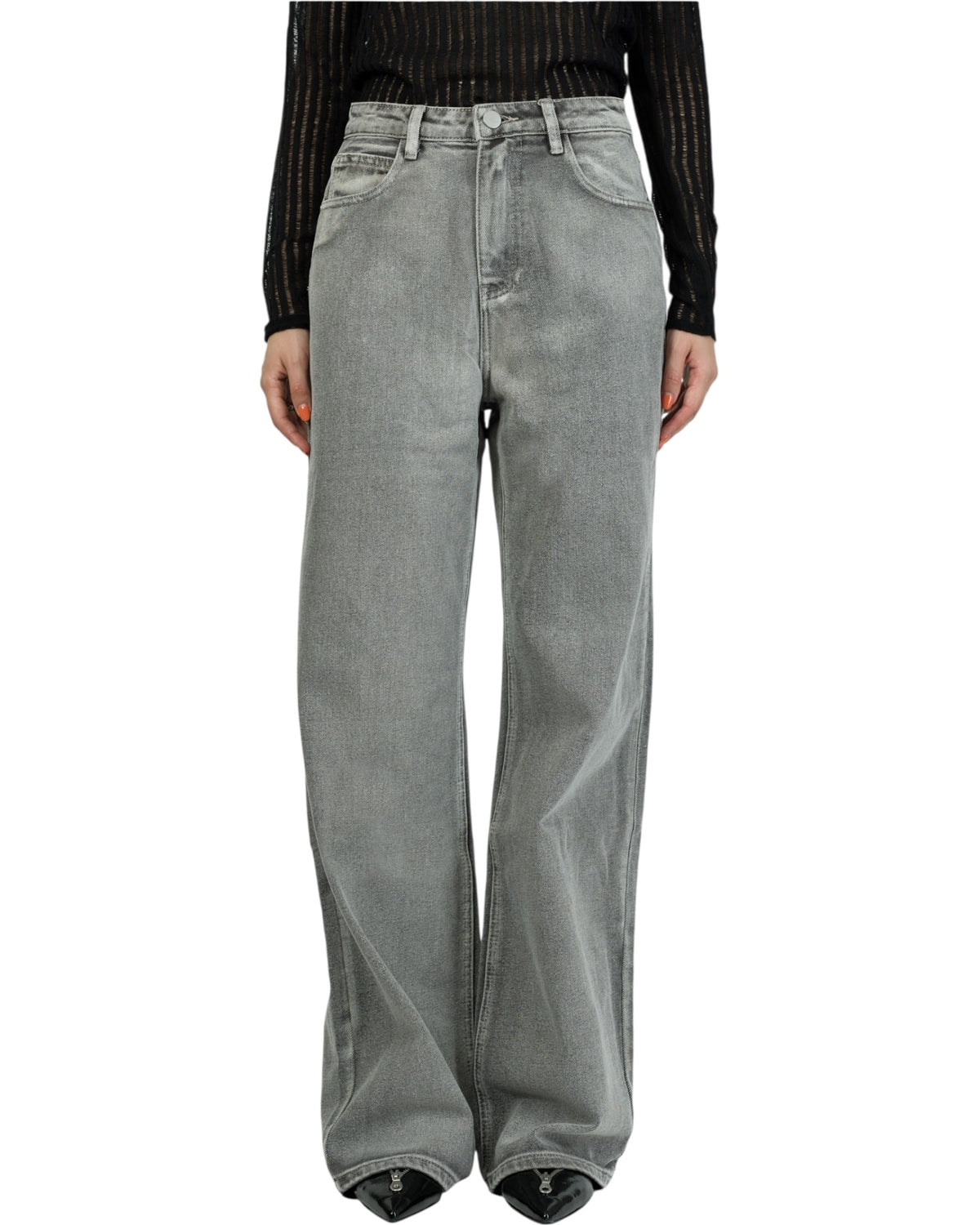 Γκρι τζιν wide leg