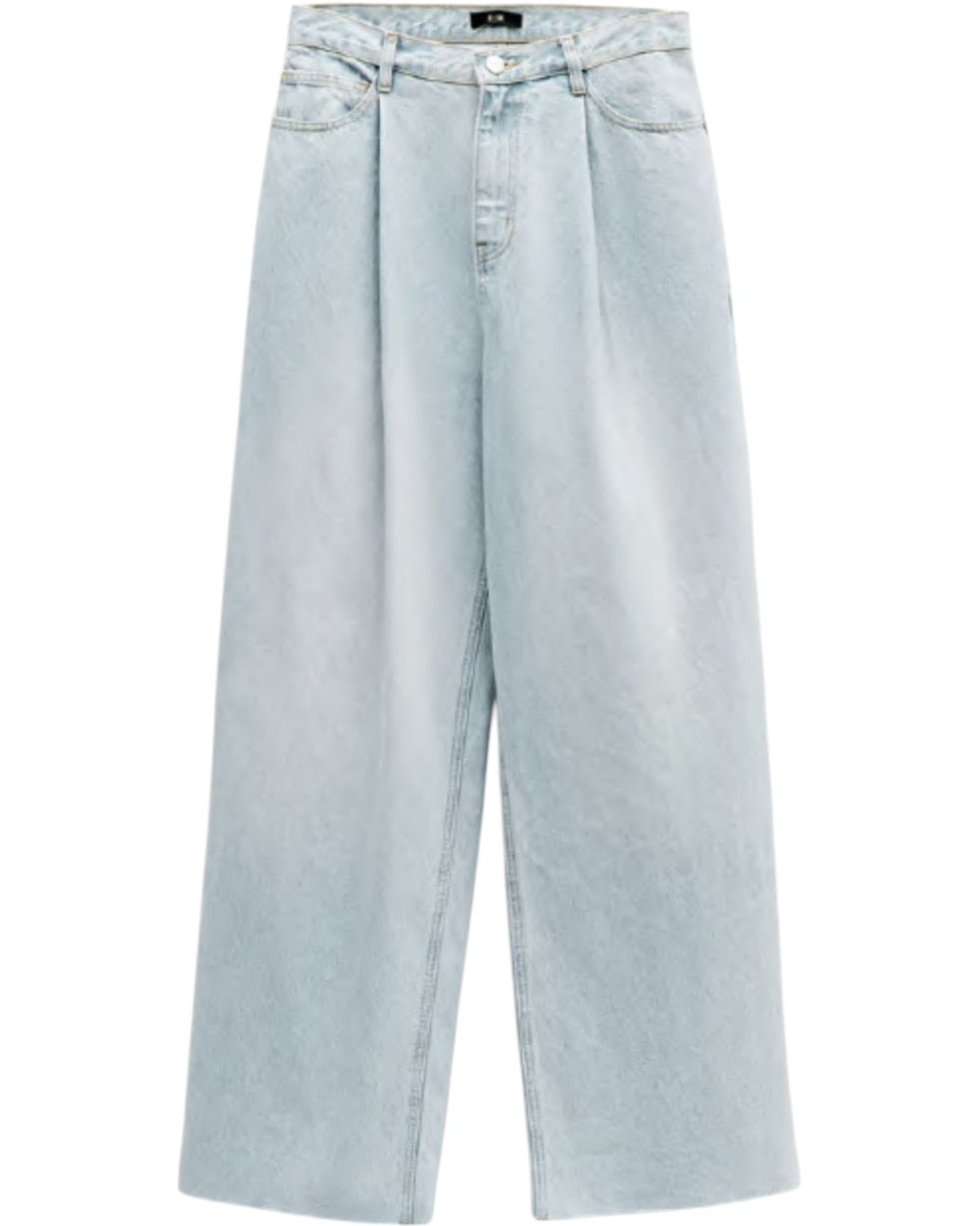 Φαρδύ τζιν με ξεφτισμένο τελείωμα