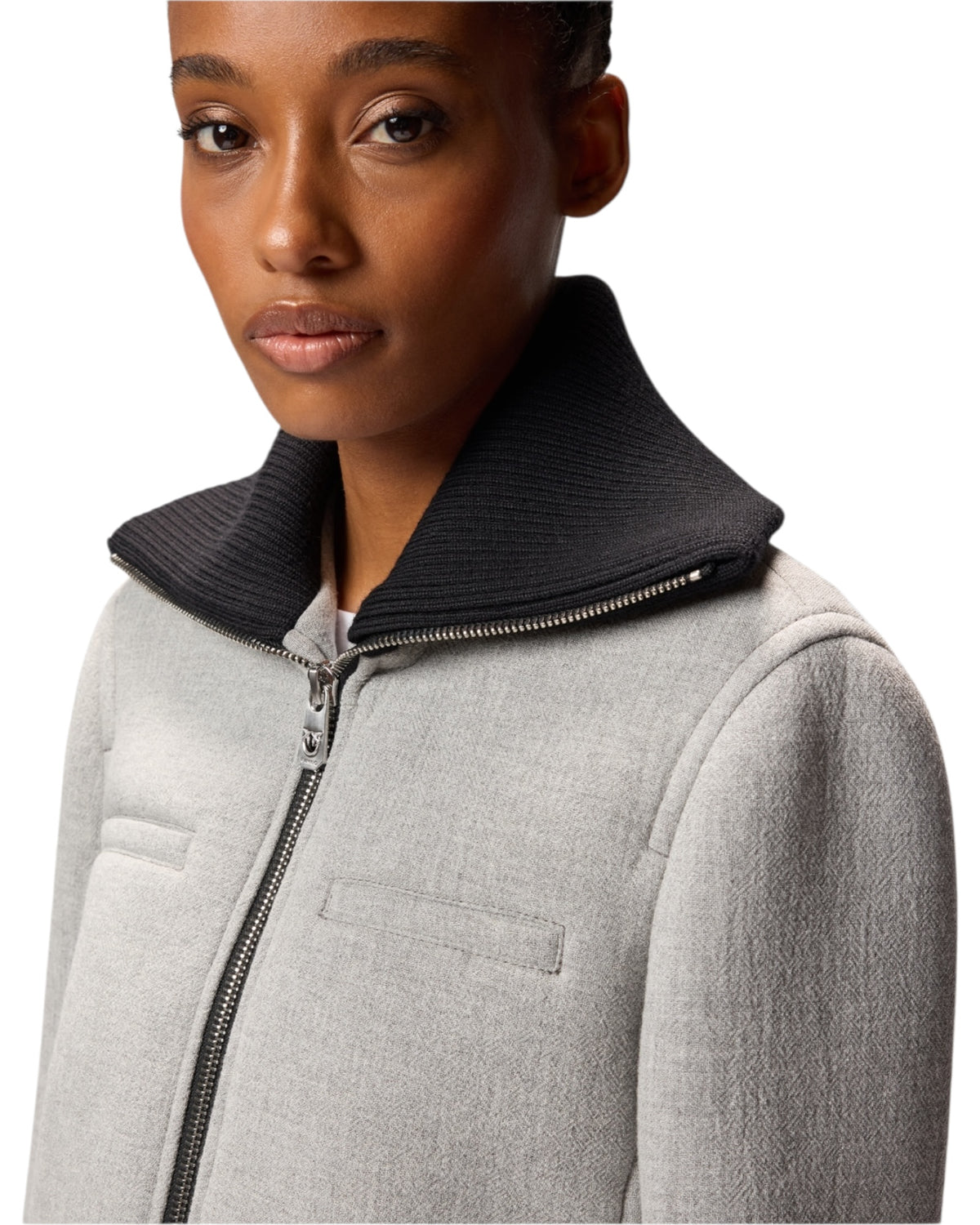 Εφαρμοστή ζακέτα με πλεκτό γιακά NAHIA