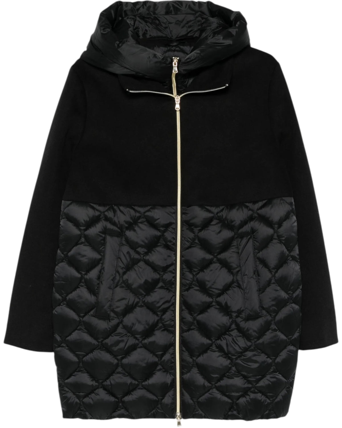 Παλτό Amore με καπιτονέ πάνελ και κουκούλα