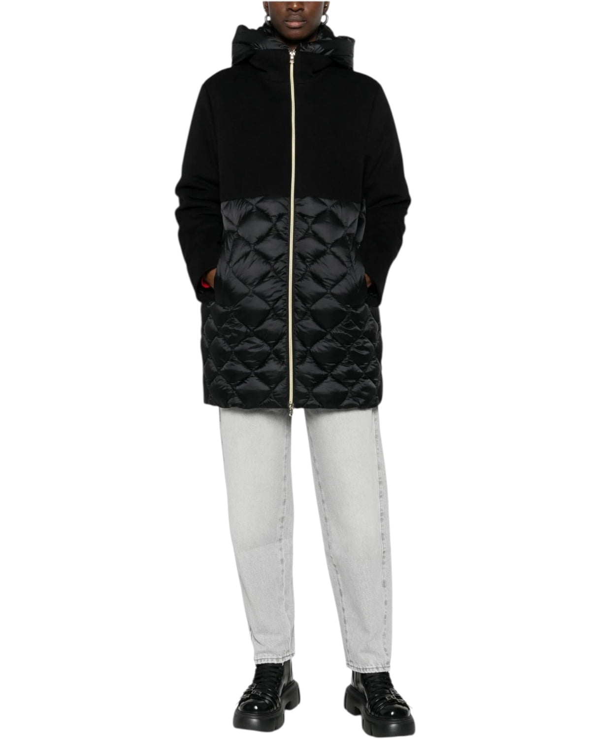 Παλτό Amore με καπιτονέ πάνελ και κουκούλα