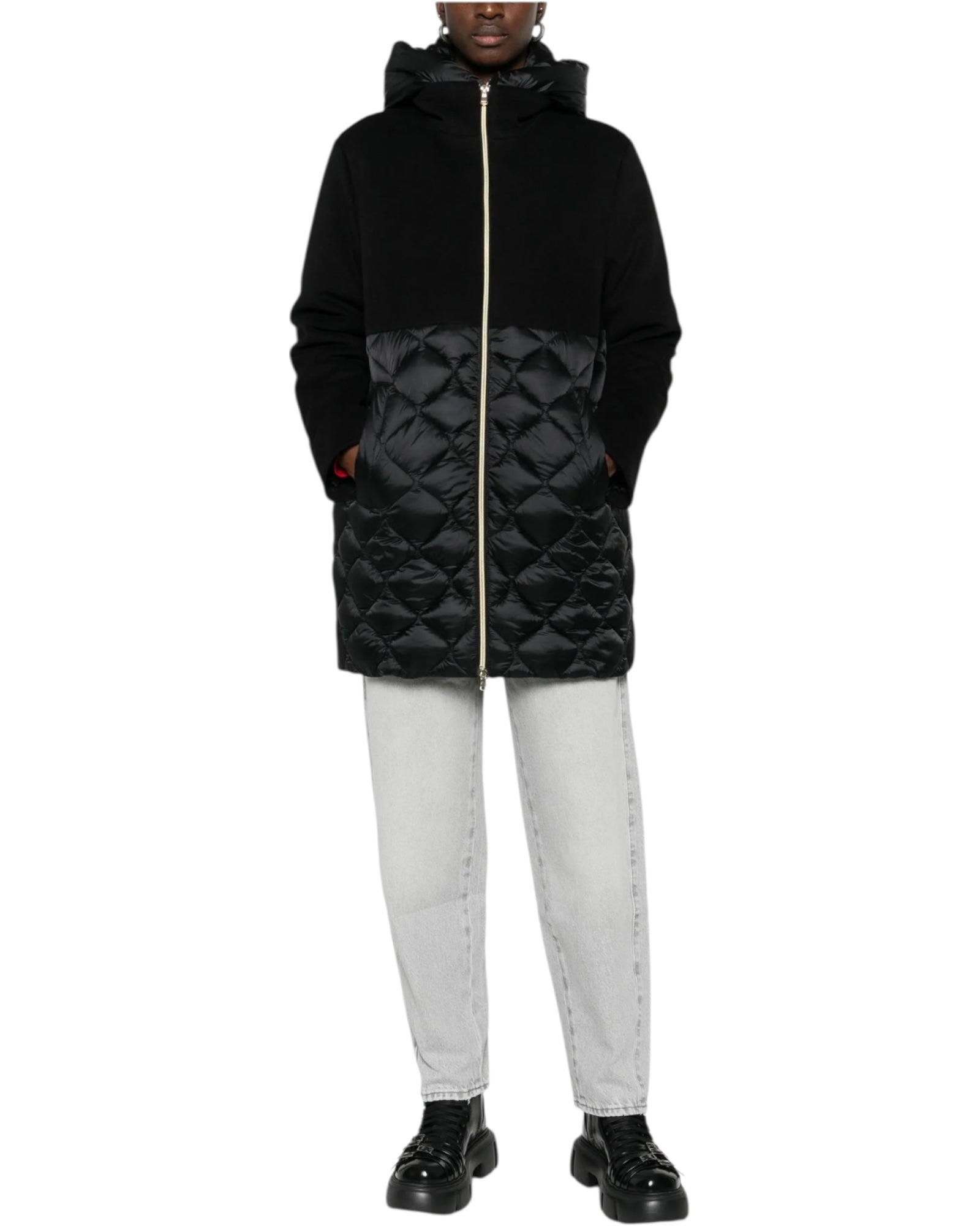 Παλτό Amore με καπιτονέ πάνελ και κουκούλα