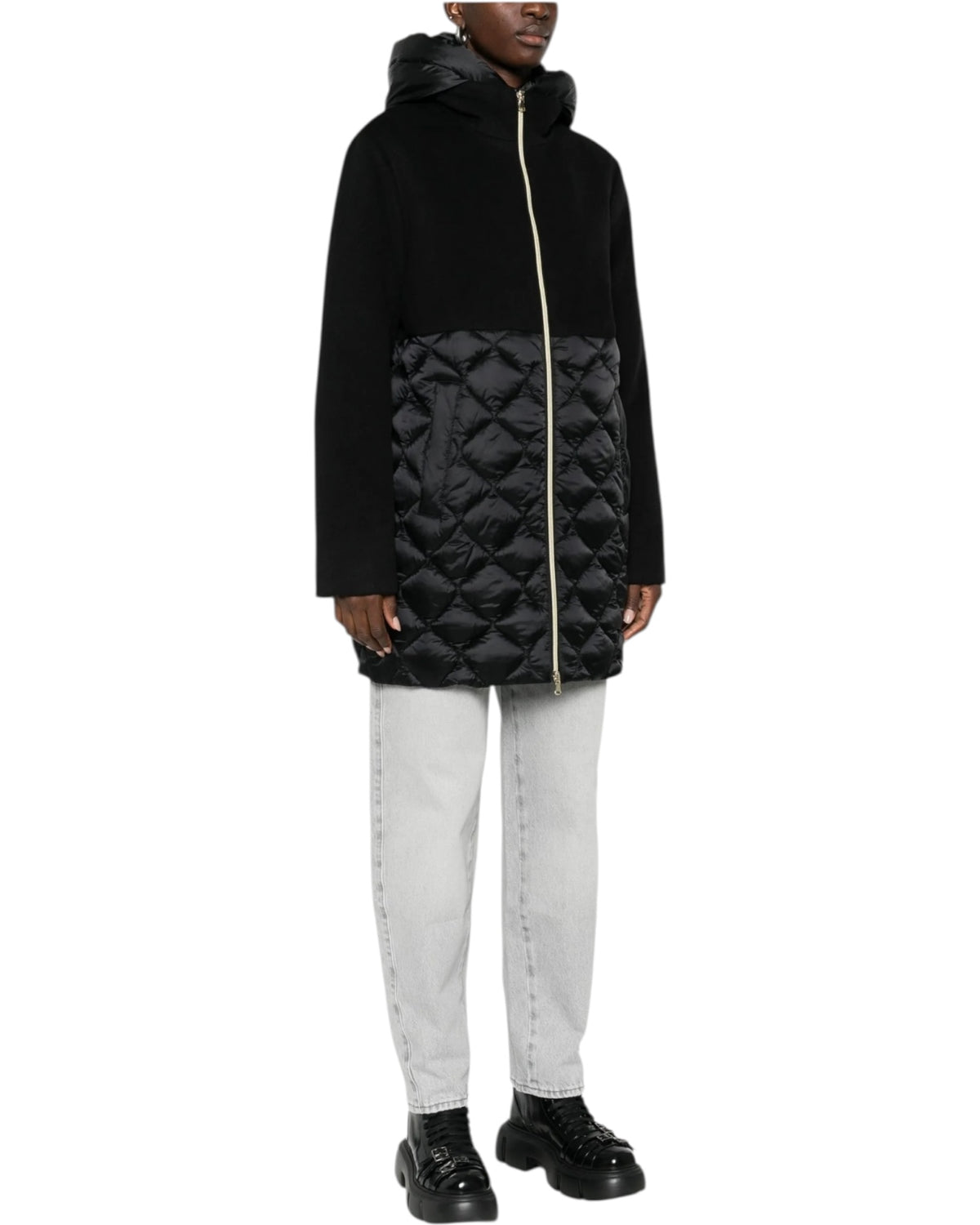 Παλτό Amore με καπιτονέ πάνελ και κουκούλα