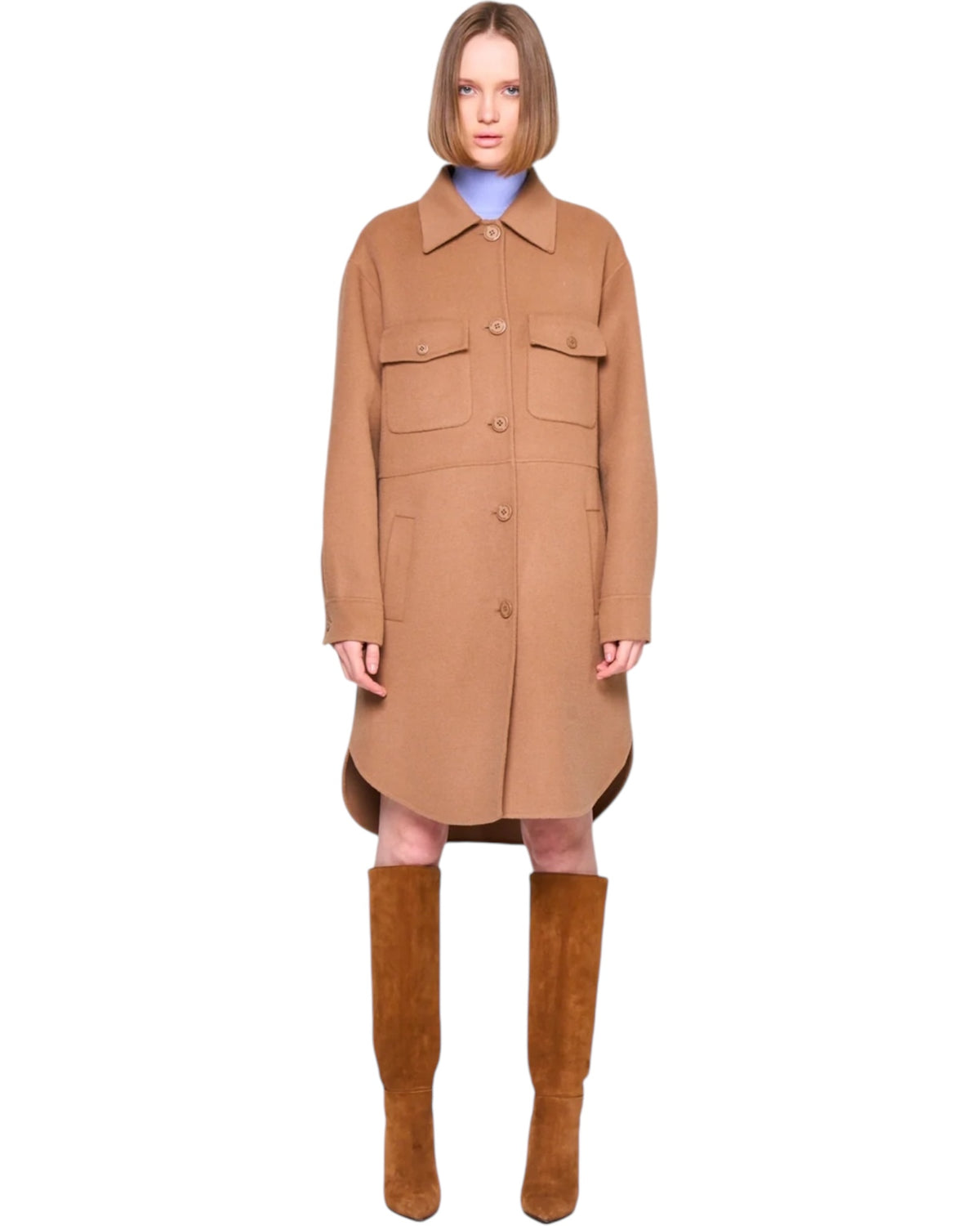 Παλτό στυλ πουκάμισο μακρύ με κουμπιά