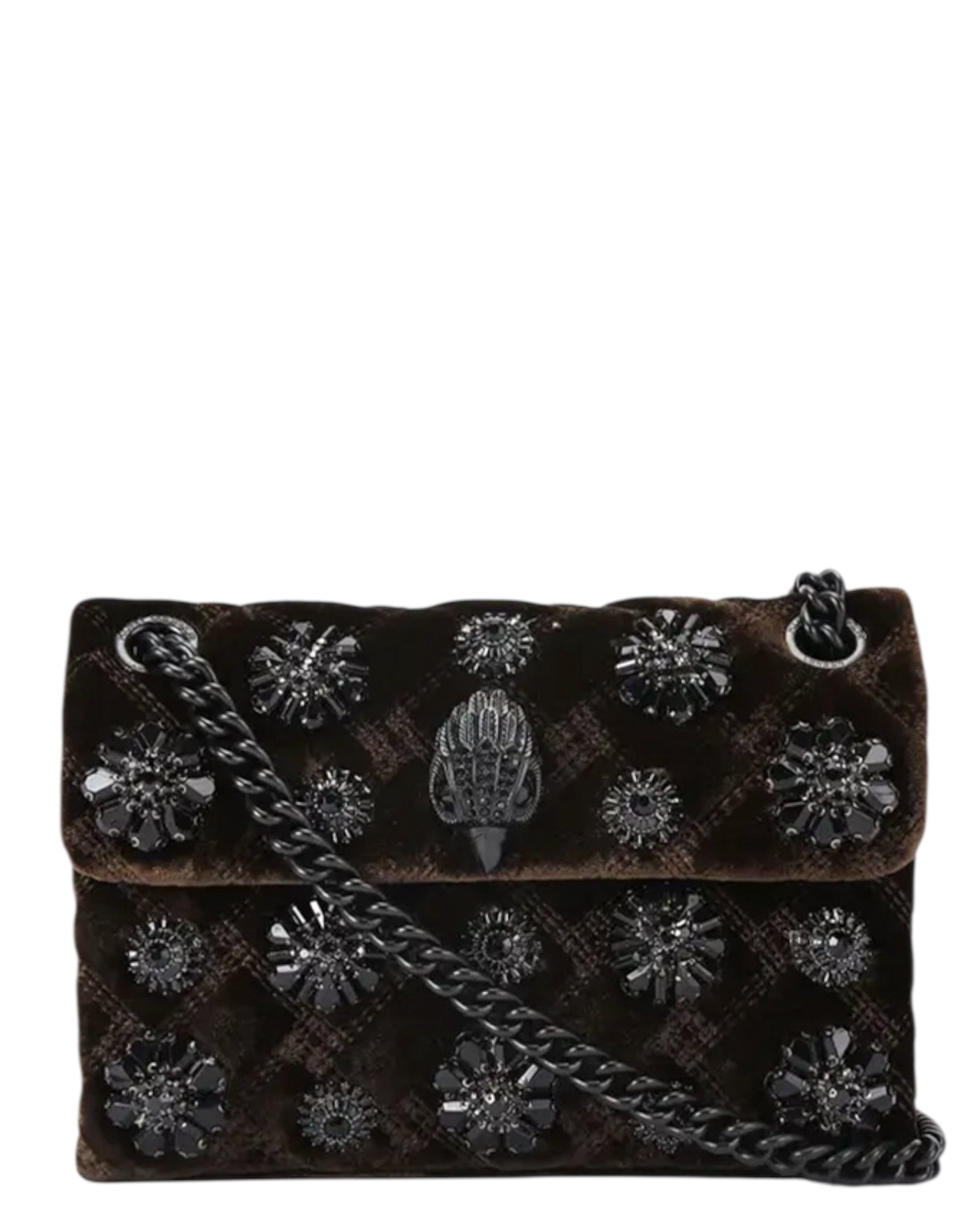 Τσάντα crossbody με κρυστάλλινα διακοσμητικά VELVET MINI KENSINGTON