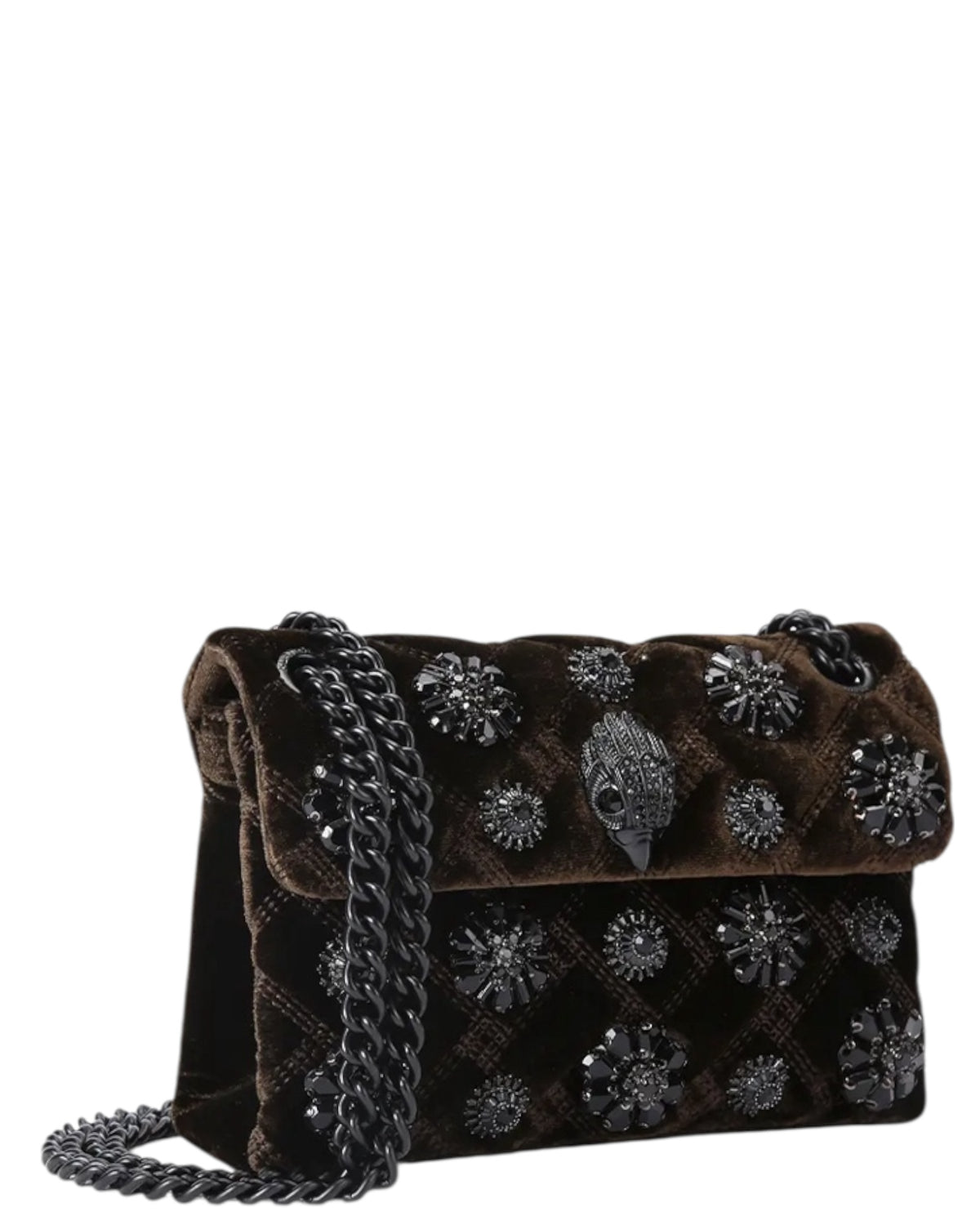 Τσάντα crossbody με κρυστάλλινα διακοσμητικά VELVET MINI KENSINGTON