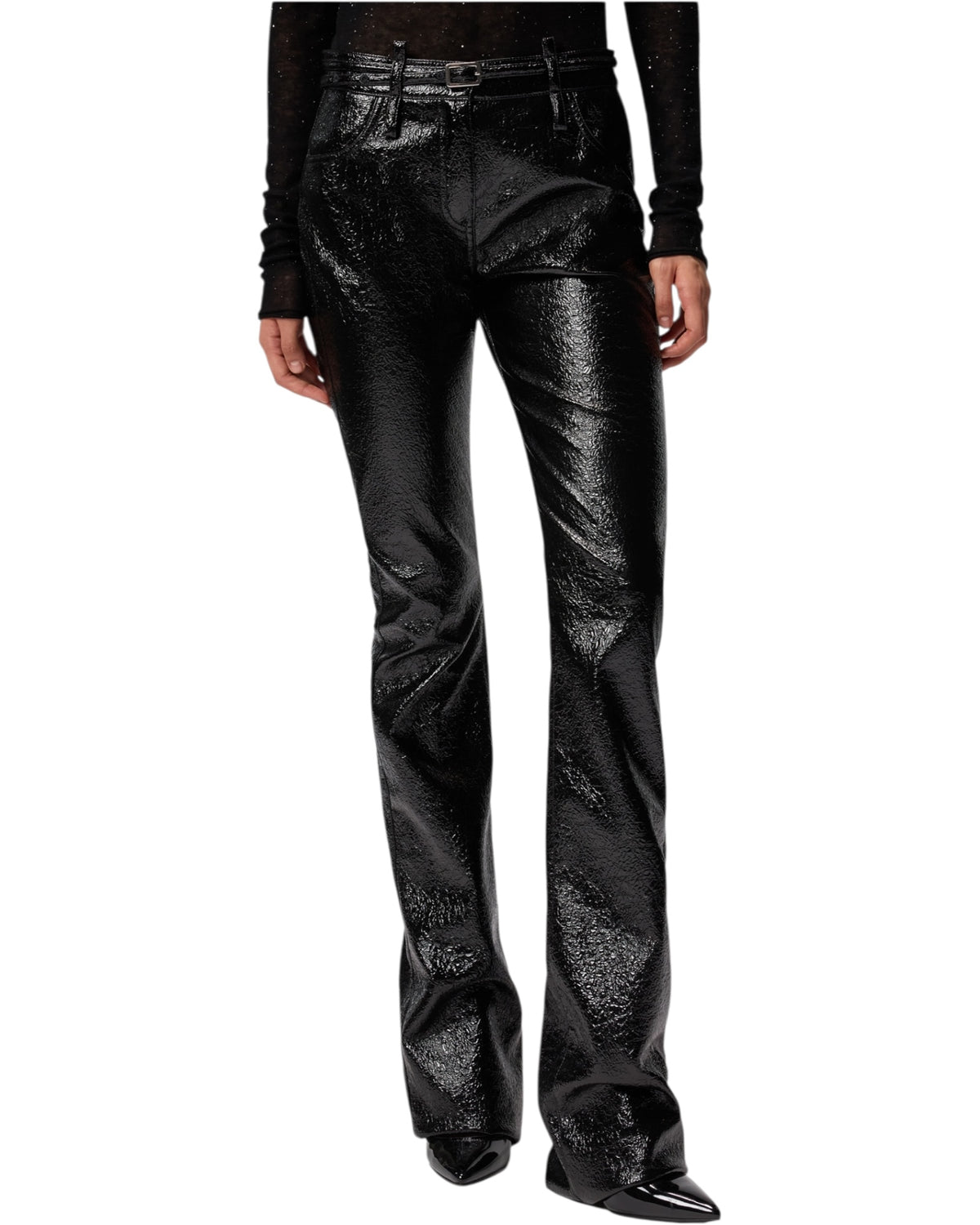 Παντελόνι με γυαλιστερή όψη και ζώνη ROCIO