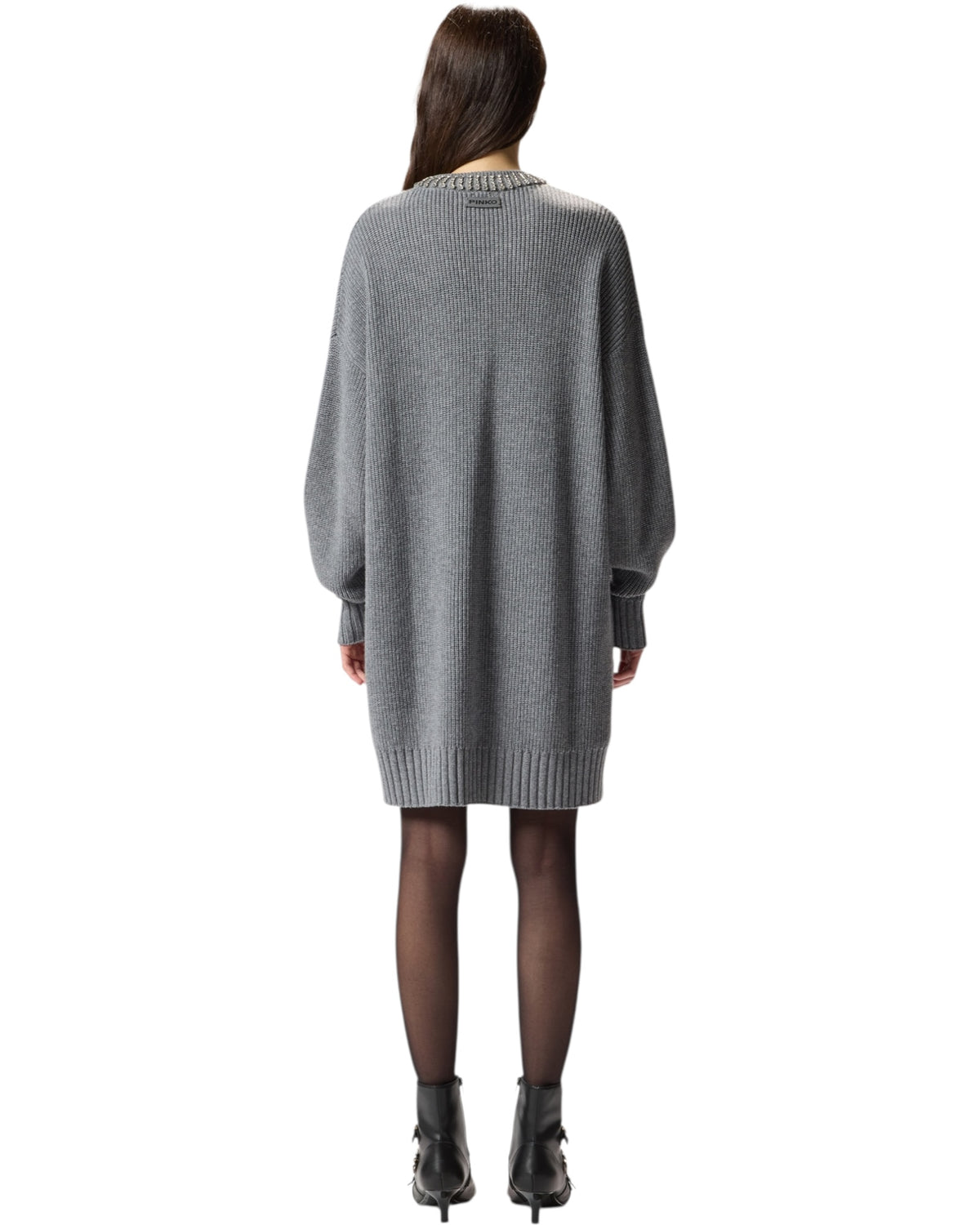 Πλεκτό φόρεμα με λαιμόκοψη με στρας ASK