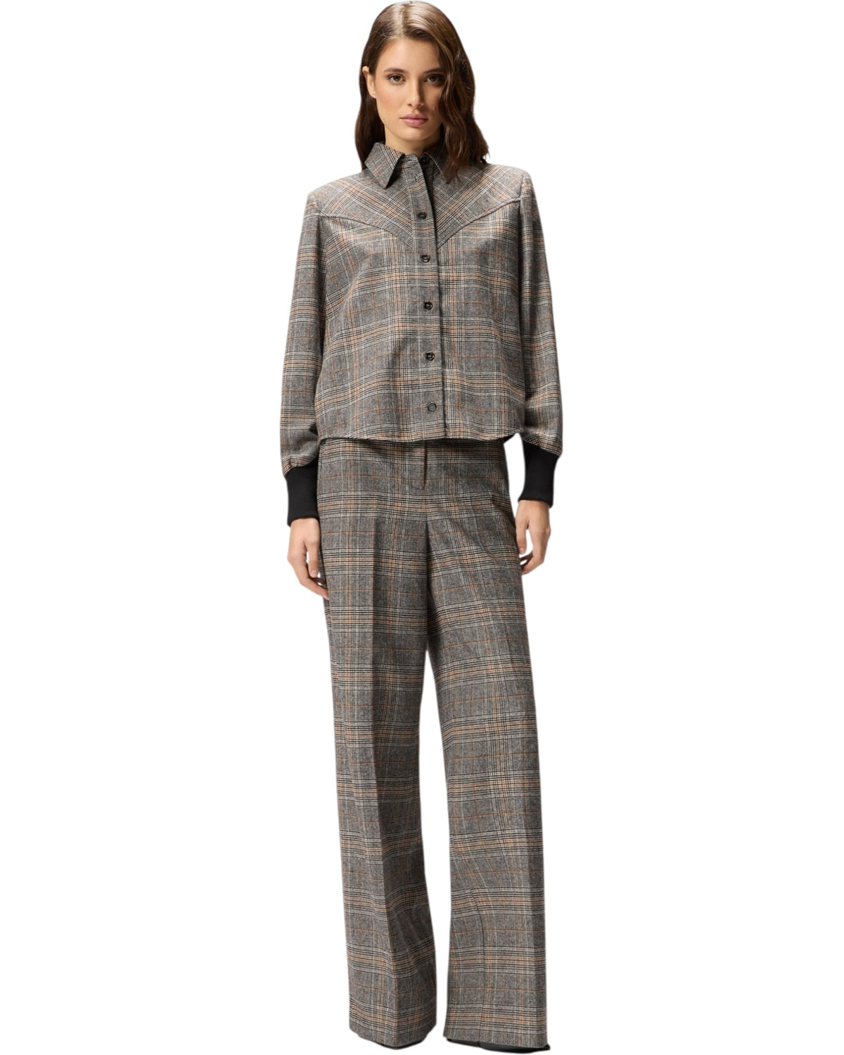 Καρό πουκάμισο με πλεκτές μανσέτες BERTA