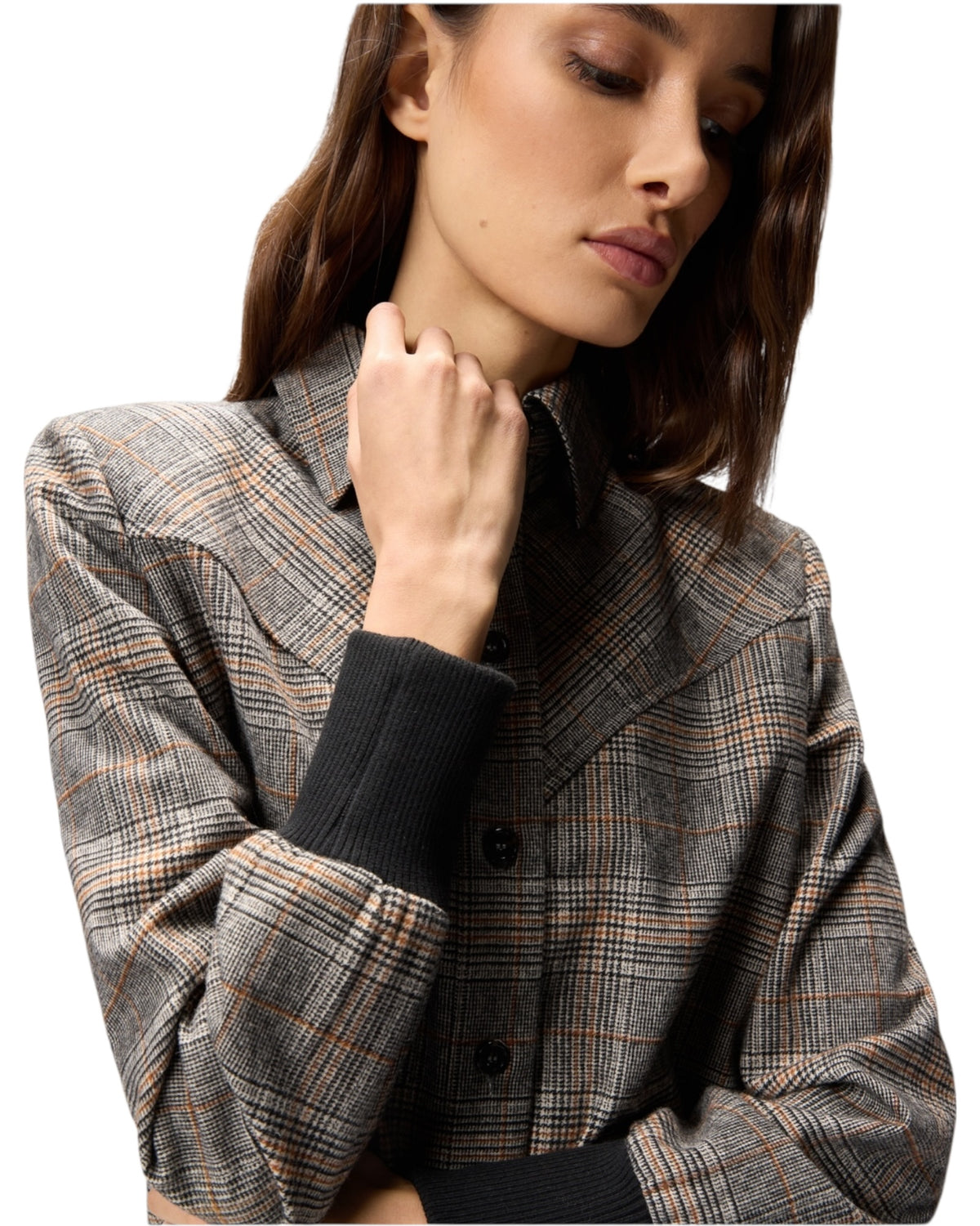 Καρό πουκάμισο με πλεκτές μανσέτες BERTA