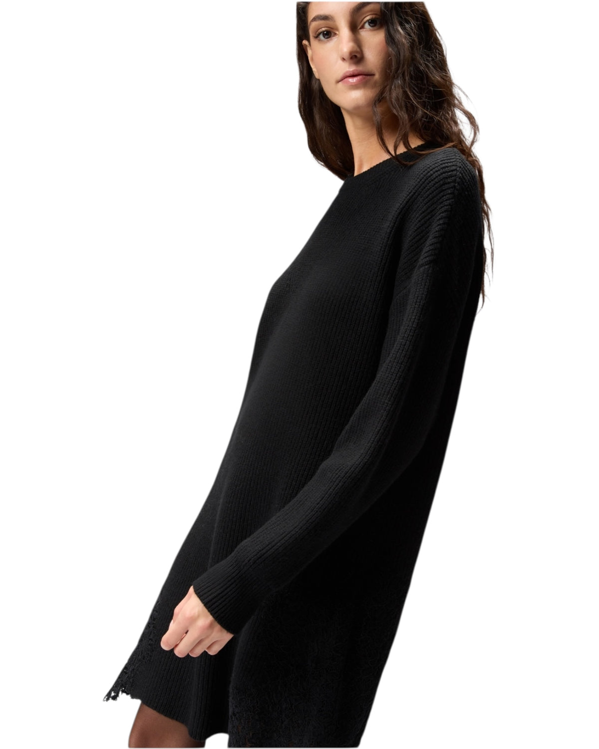 Πλεκτό mini φόρεμα με δαντέλα VALLEDAOSTA