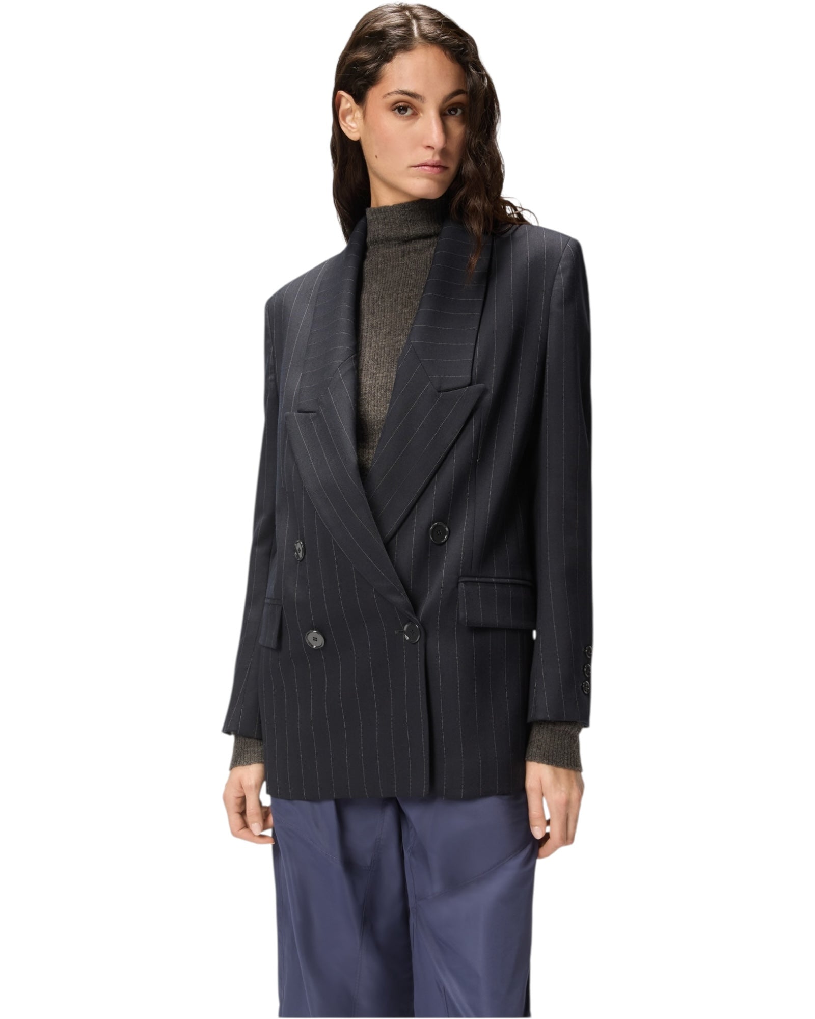 Σακάκι από μάλλινο ριγέ ύφασμα με διπλό κούμπωμα RAPISARDI