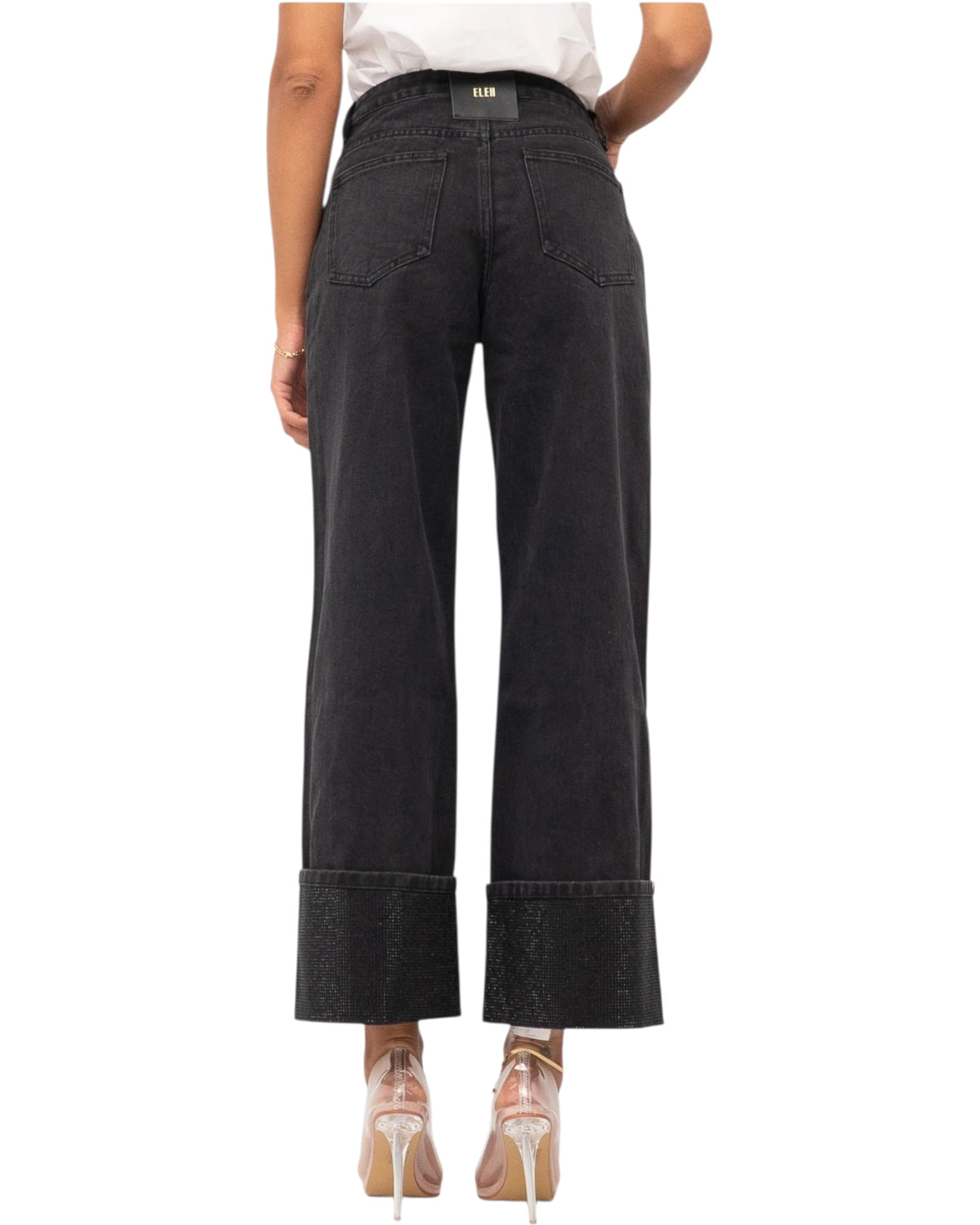 Τζιν παντελόνι με στρας στο τελείωμα