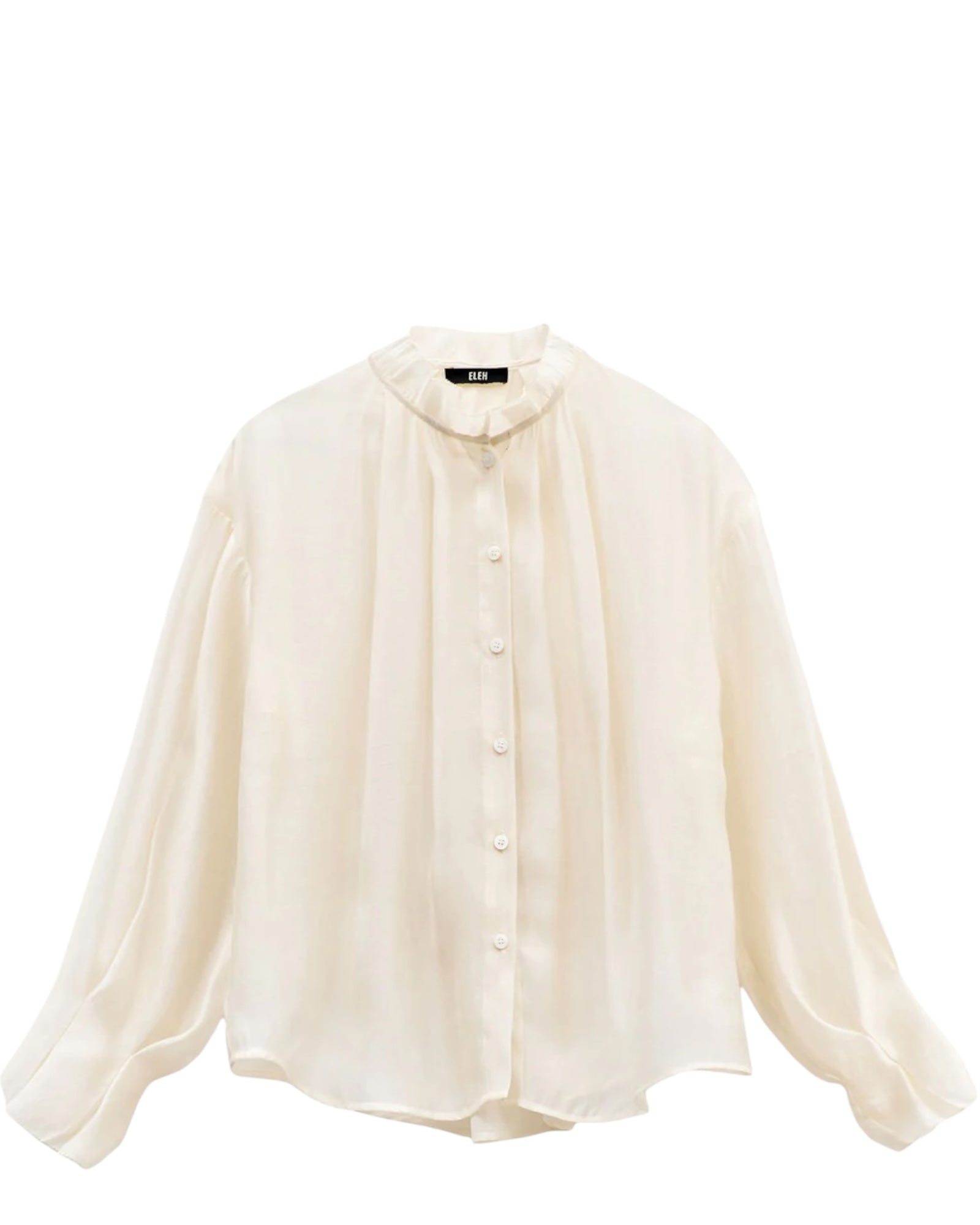 Πουκάμισο με ψηλό ντεκολτέ διακοσμημένο με βολάν