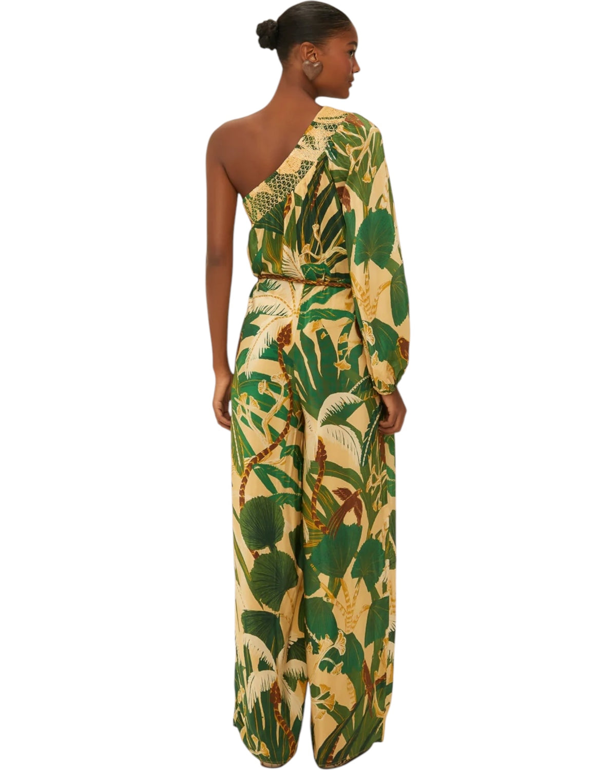 Ολόσωμη φόρμα με έναν ώμο με tropical print