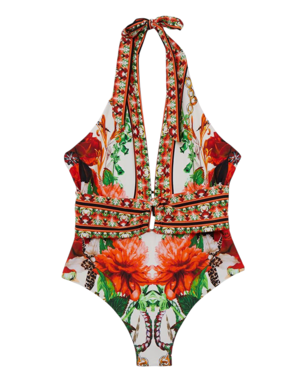 Ολόσωμο μαγιό με floral print  MIRROR FLORAL PRINT PLUNGE SWIMSUIT