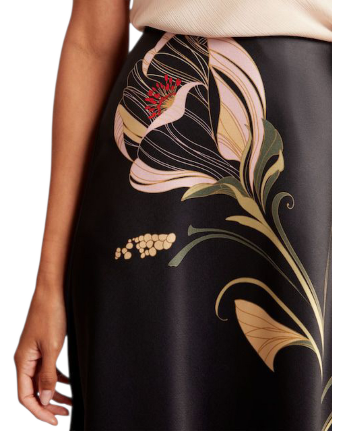 Φούστα Midi με στάμπα και λοξή κοπή SALIRA