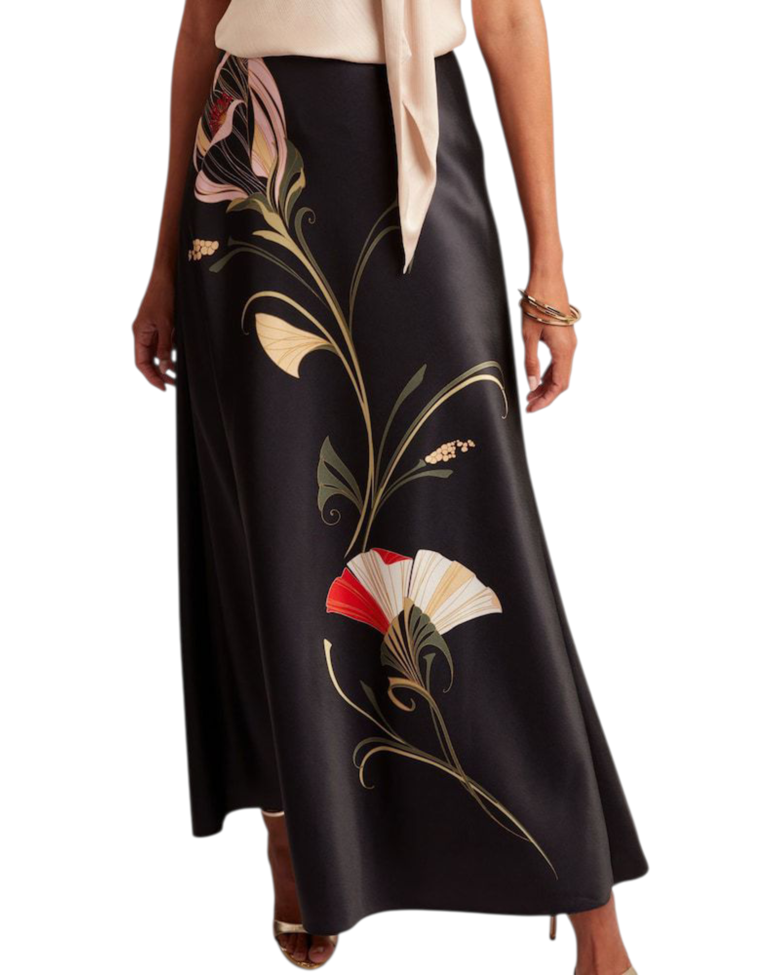 Φούστα Midi με στάμπα και λοξή κοπή SALIRA