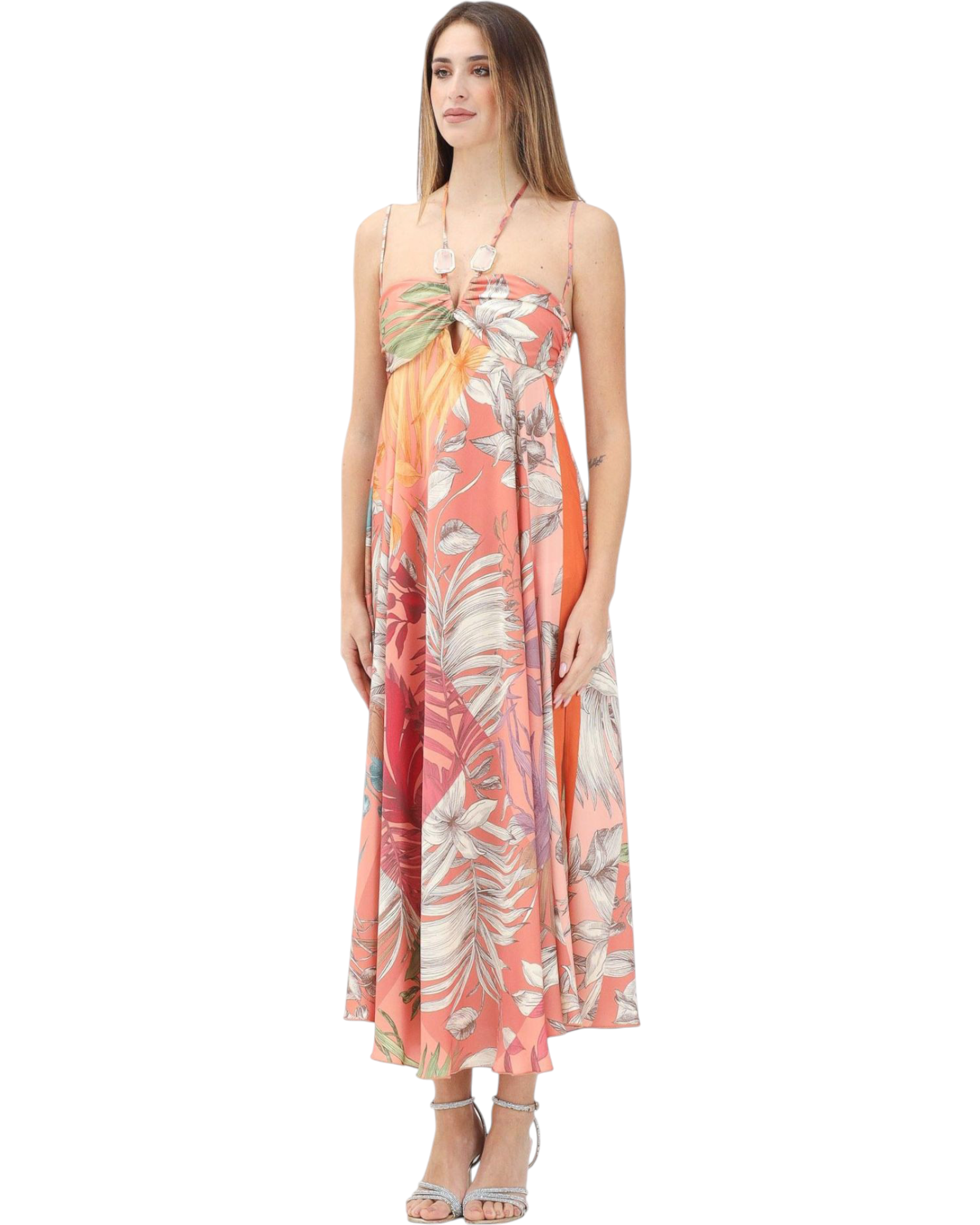 Πολύχρωμο φόρεμα με τροπικό τύπωμα