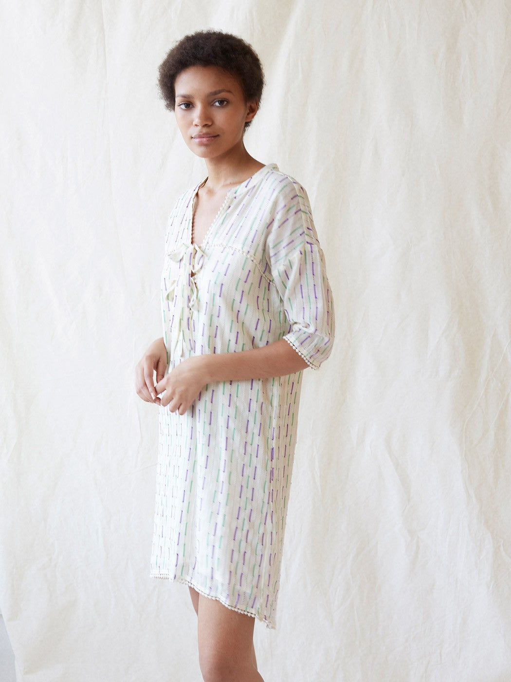 Contrasted thread and cutwork cotton tunic απο INTROPIA - POSH MARKET