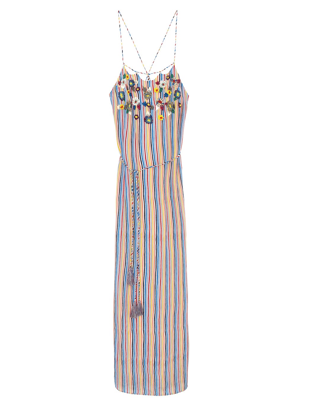 Floral embroidery and striped maxi dress απο INTROPIA - POSH MARKET