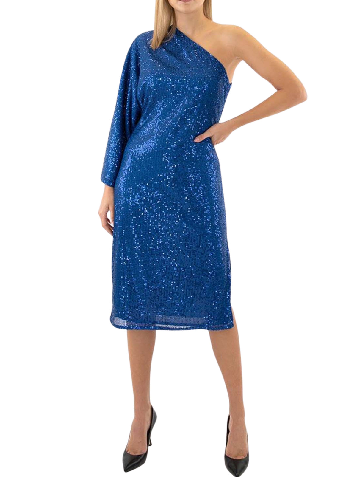 Φόρεμα Midi με έναν ώμο και παγιέτα