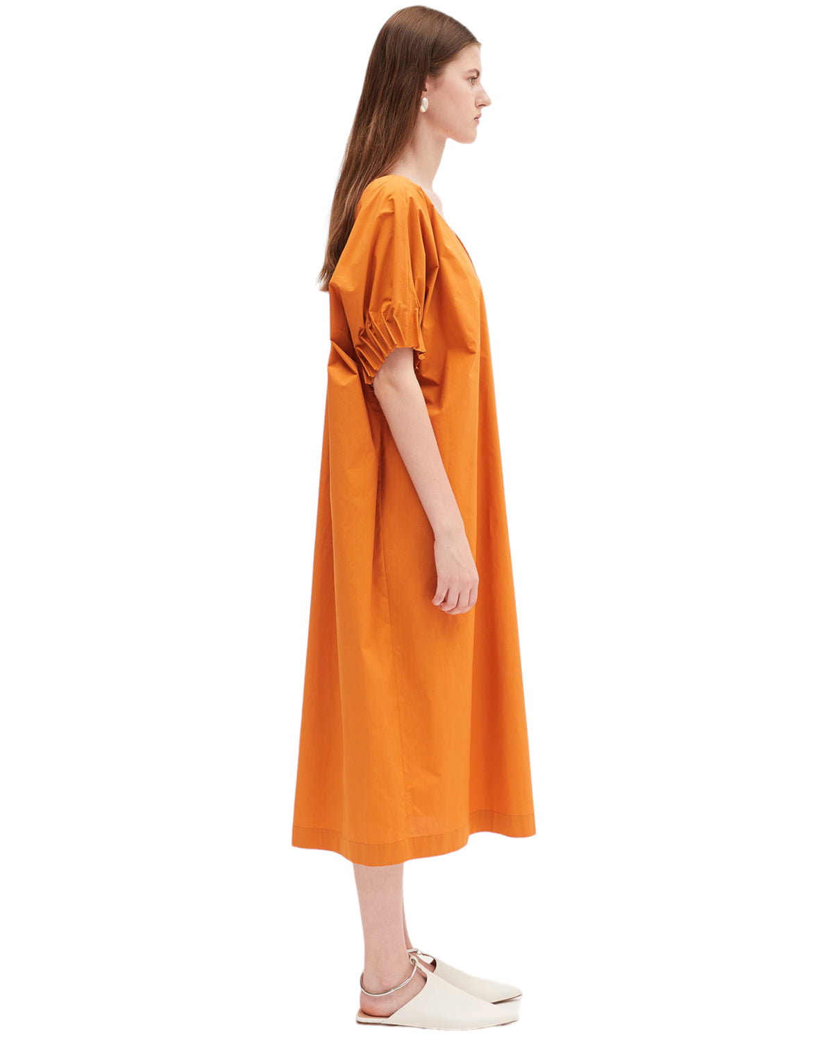 Φόρεμα Midi βαμβακερό με V άνοιγμα