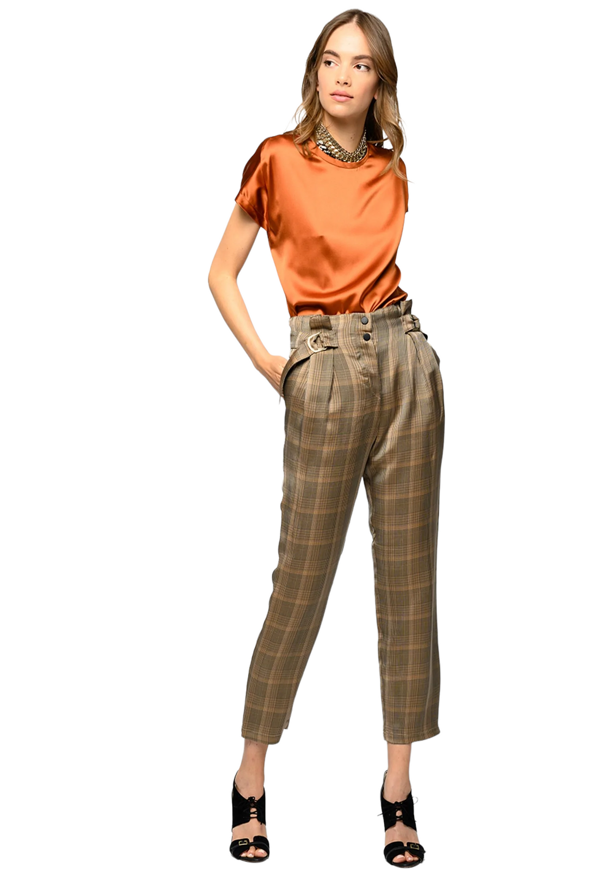 Παντελόνι Carrot-fit με καρό print ALESSANDRO