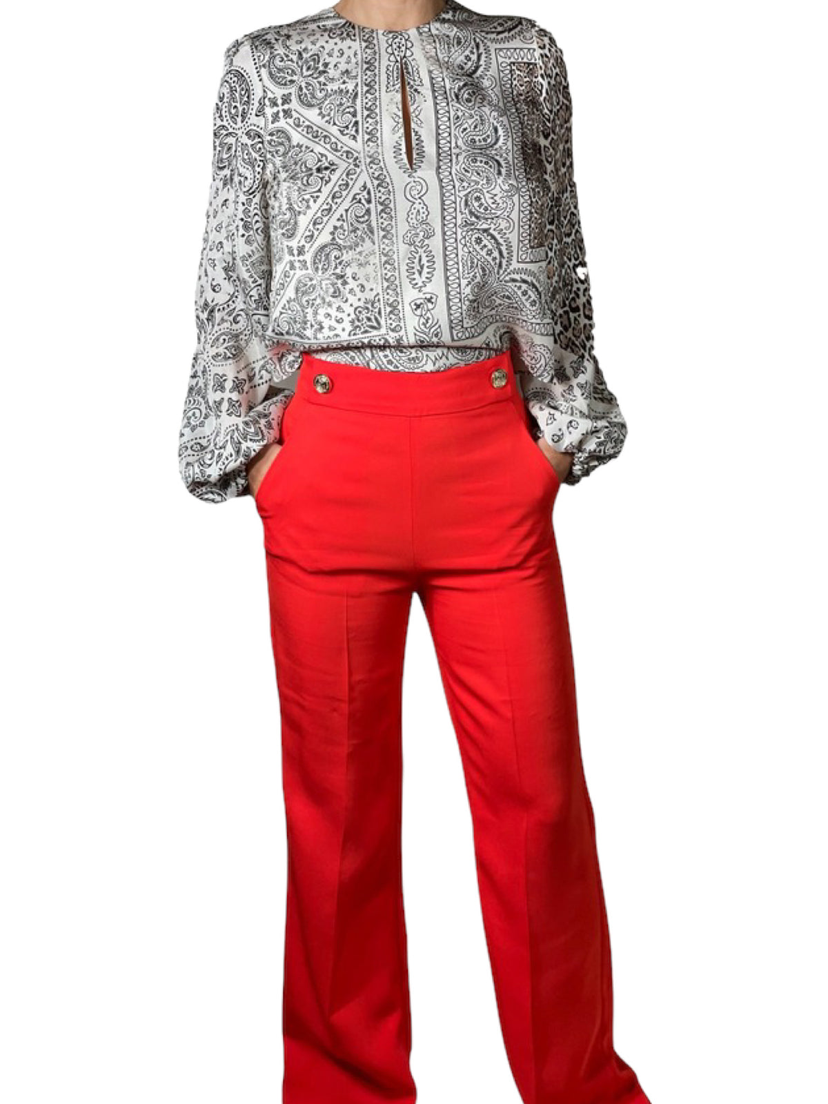 Παντελόνα ψηλόμεση με μεταλλικά κουμπιά SBOZZARE 4