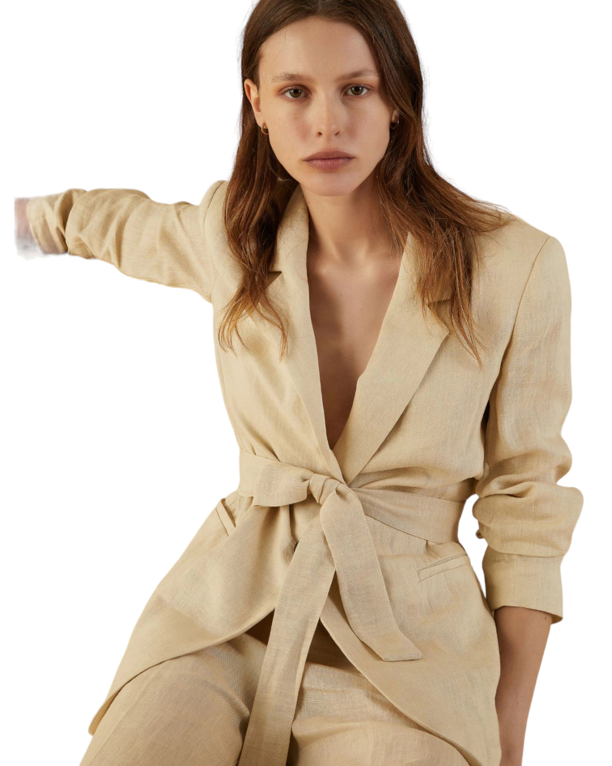 Blazer λινό με ζώνη CAPUA