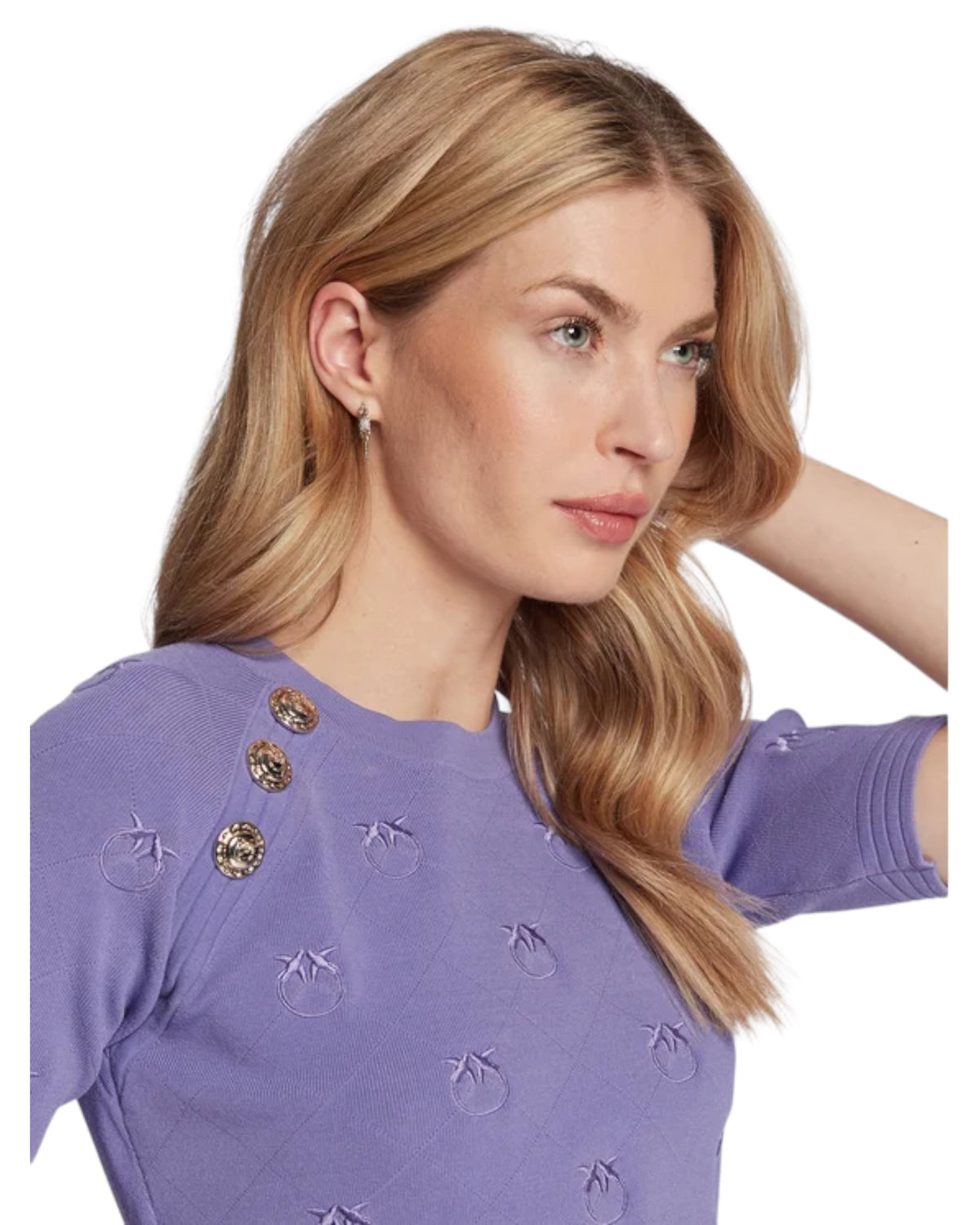 Πουλόβερ cropped με χρυσά κουμπιά και λογότυπο GIJON