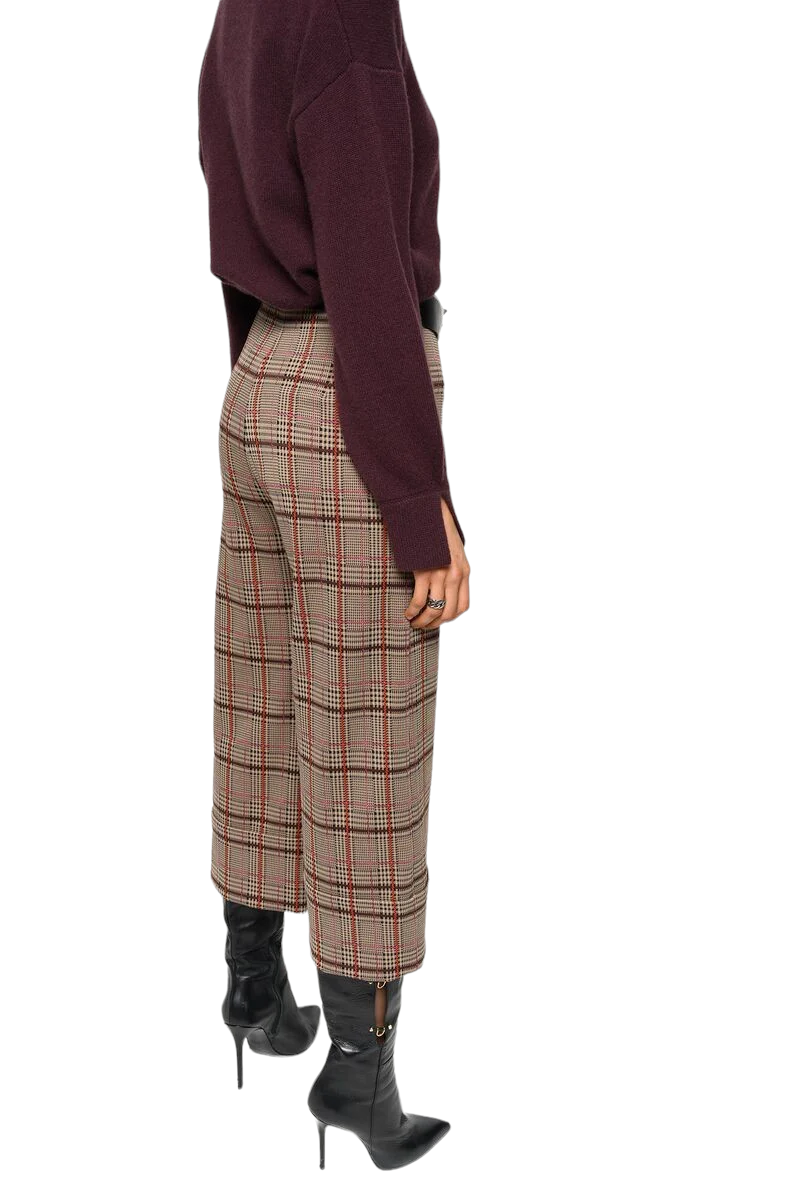 Παντελόνι ψηλόμεσο cropped καρό TRAPELARE