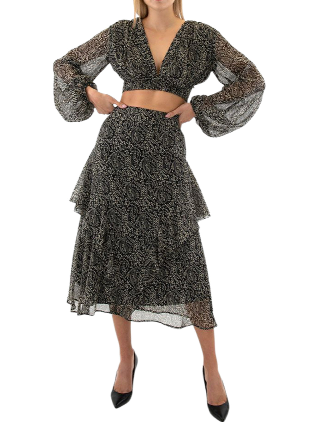 Τοπ ασπρόμαυρο με άνοιγμα και δέσιμο