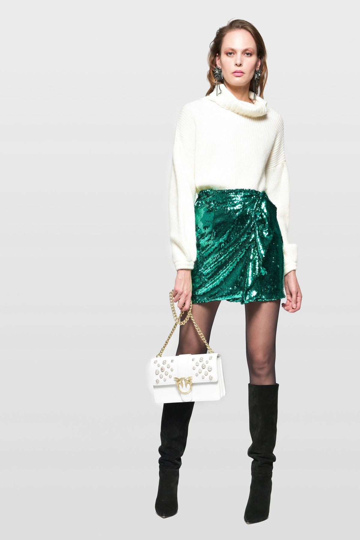 Flowing mini skirt full of sequins  απο PINKO - POSH MARKET
